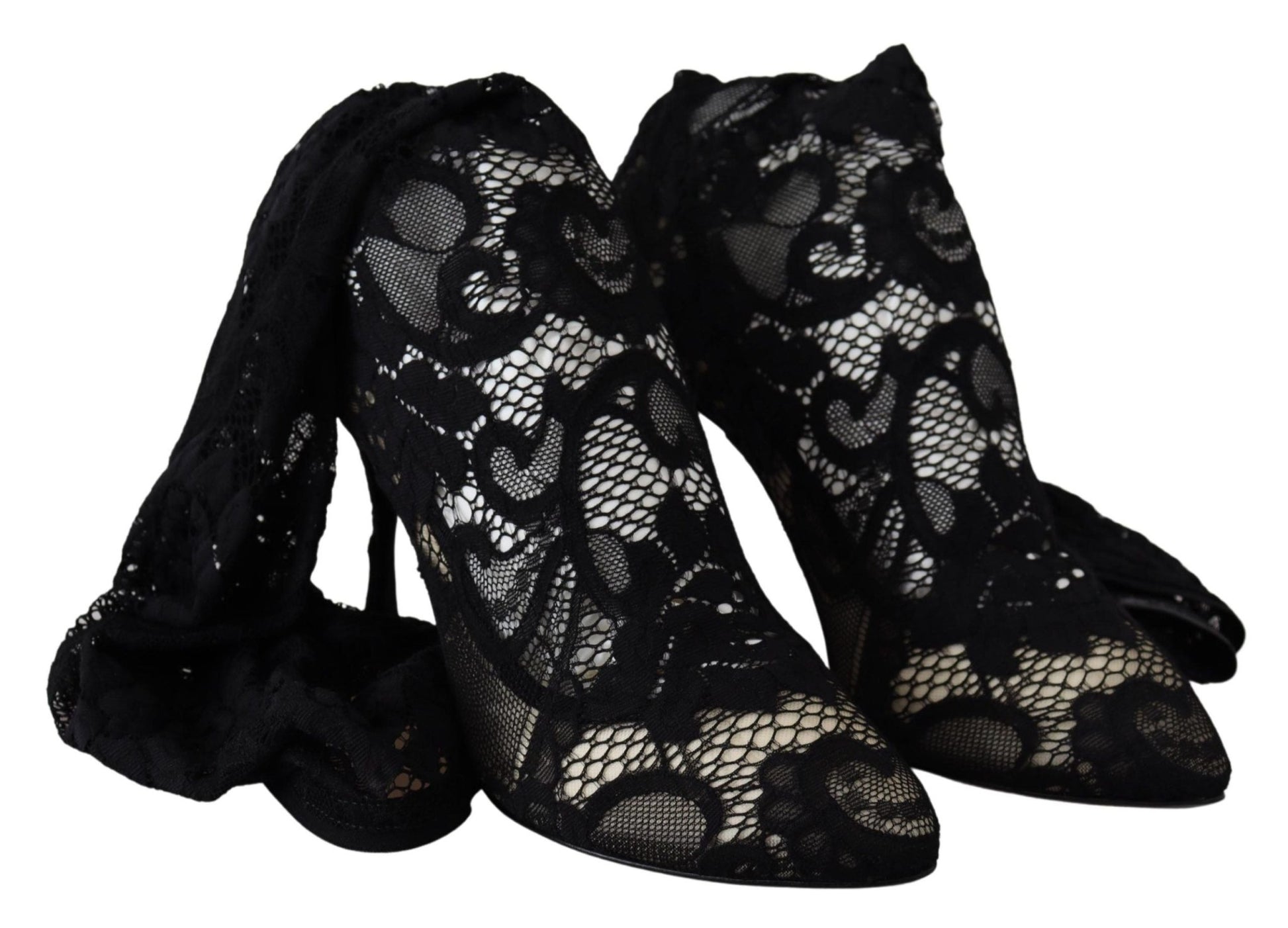 Dolce & Gabbana Black Taormina Lace Socks Boots Shoes Pumps - SMARTMARTNZ
