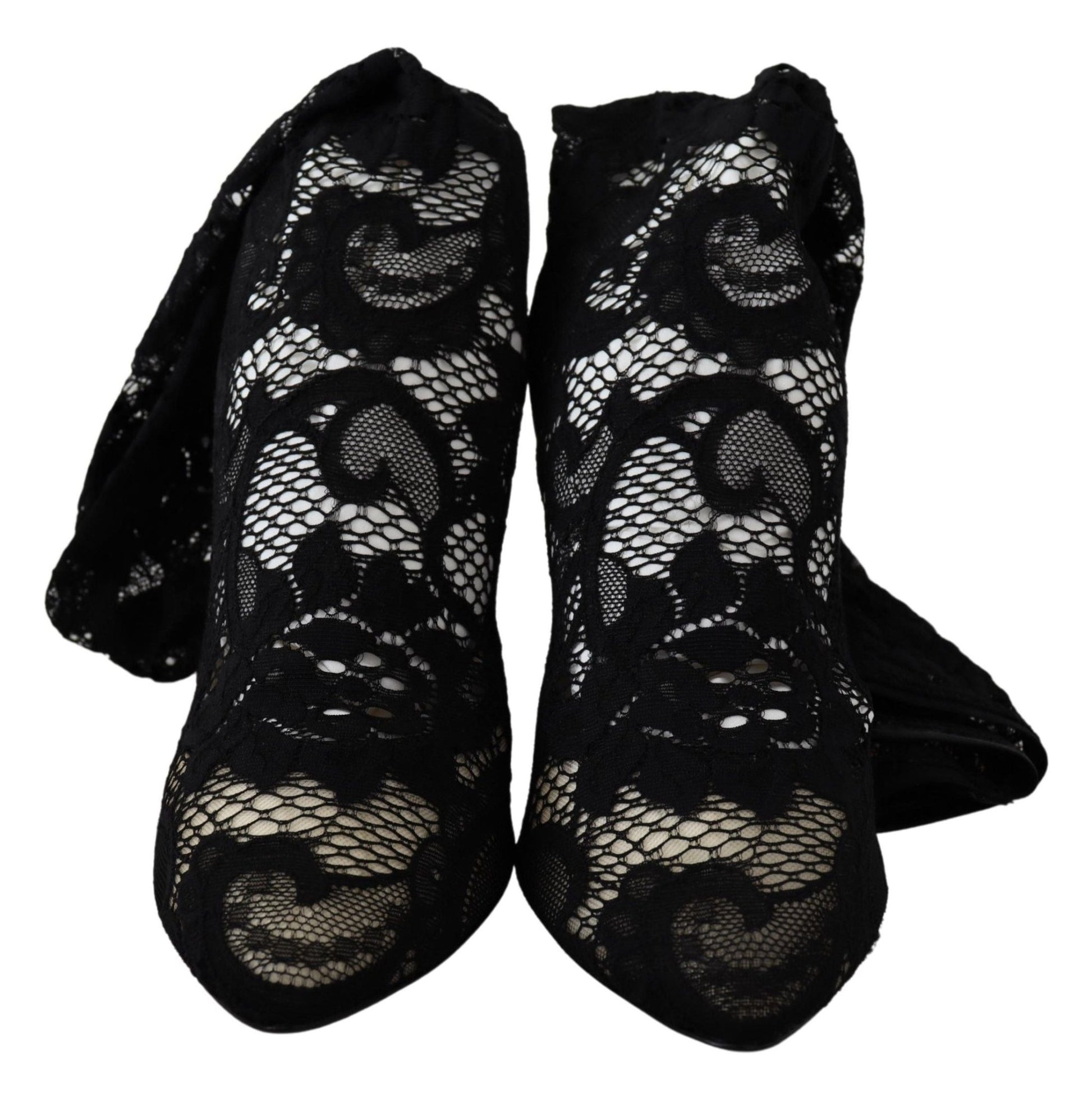 Dolce & Gabbana Black Taormina Lace Socks Boots Shoes Pumps - SMARTMARTNZ