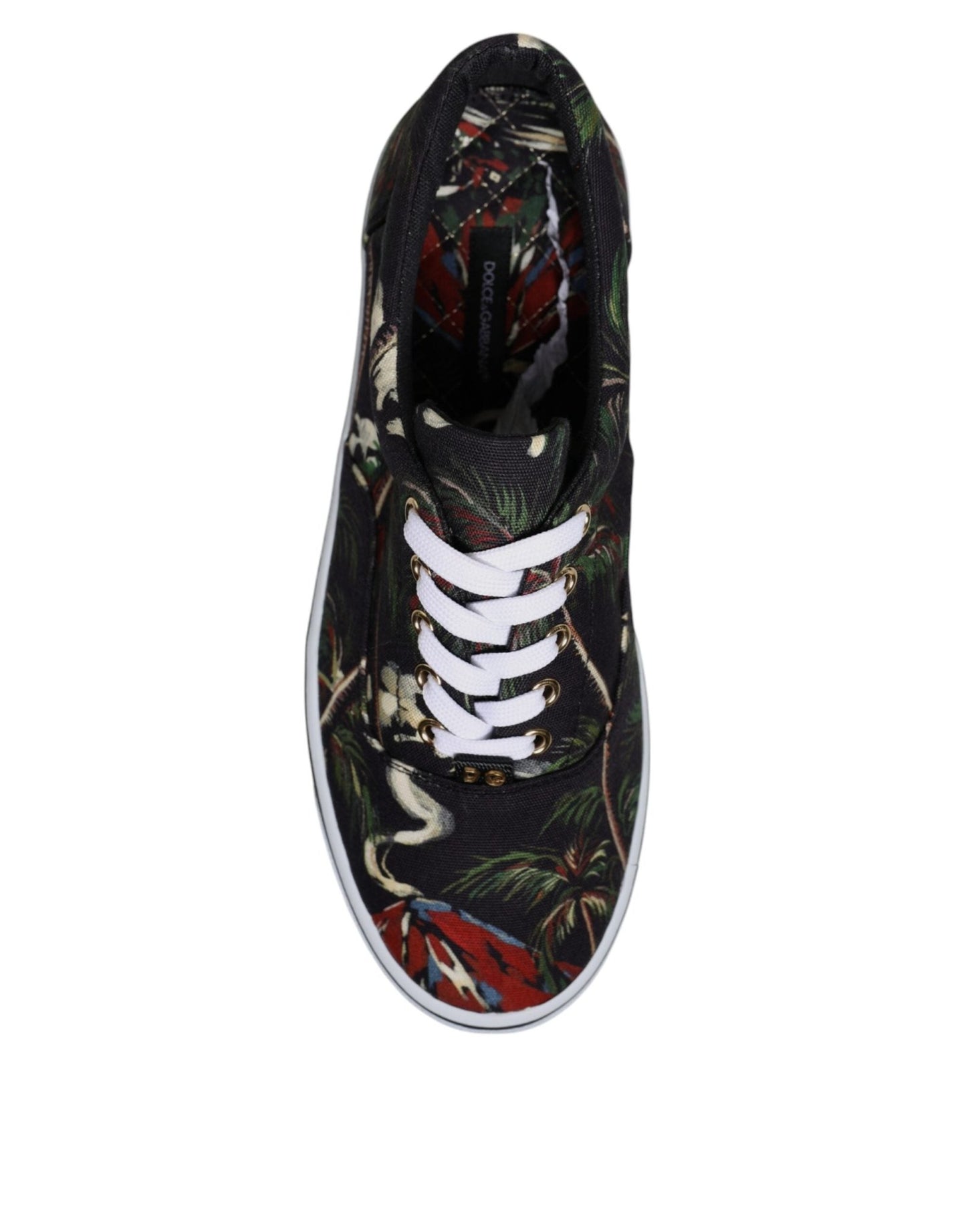 Dolce & Gabbana Black Tropical Print Low Top Sneakers Shoes - SMARTMARTNZ