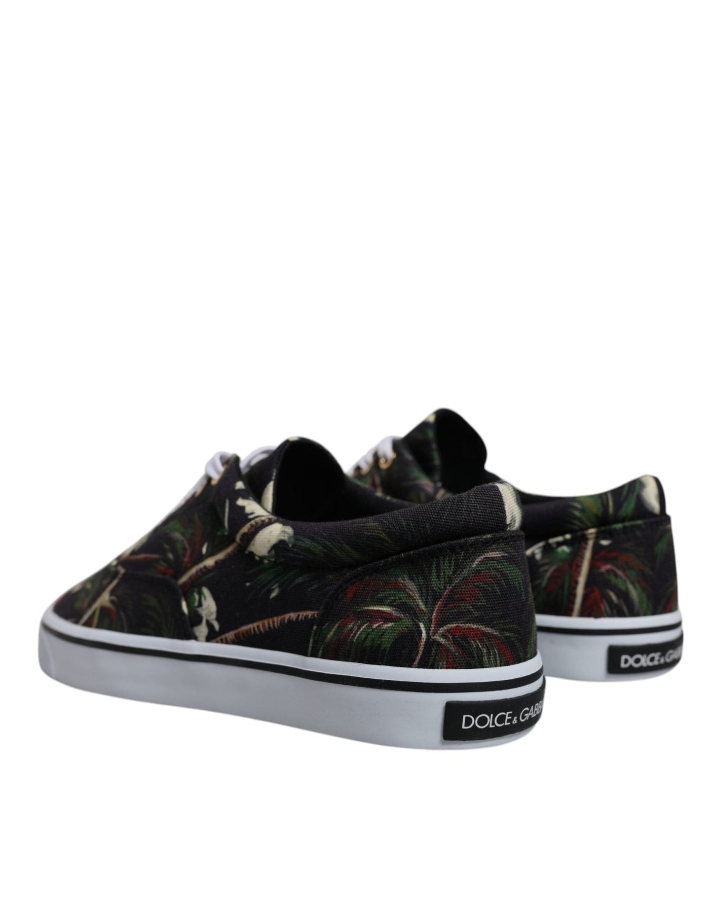 Dolce & Gabbana Black Tropical Print Low Top Sneakers Shoes - SMARTMARTNZ