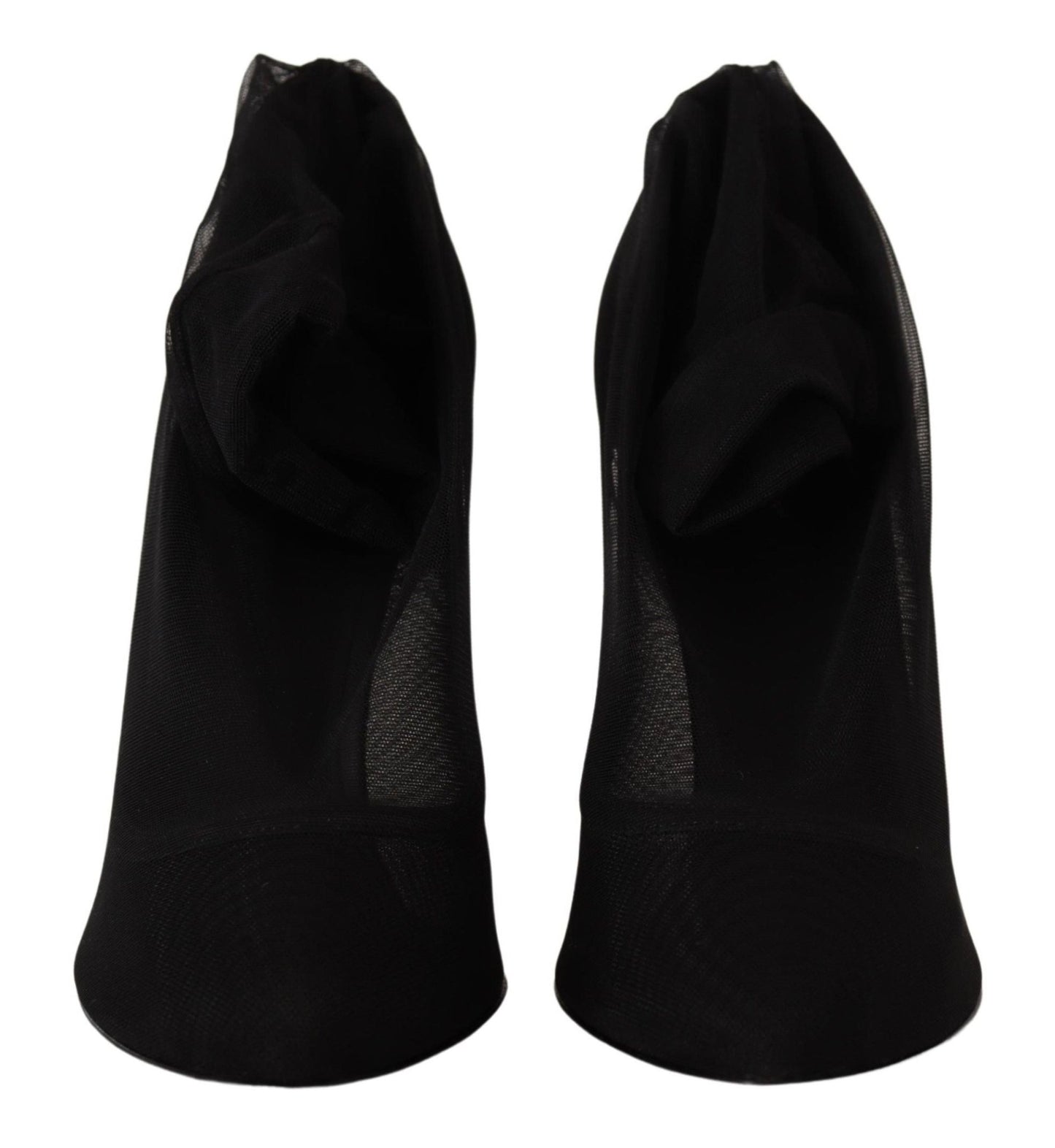 Dolce & Gabbana Black Tulle Stretch Boots Pumps Shoes - SMARTMARTNZ