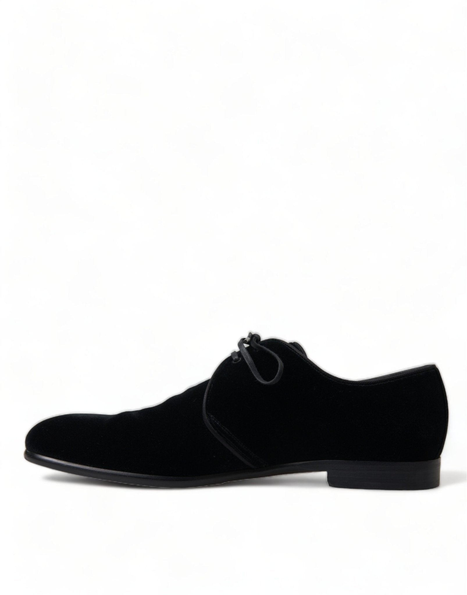 Dolce & Gabbana Black Velvet Lace Up Formal Derby Dress Shoes - SMARTMARTNZ