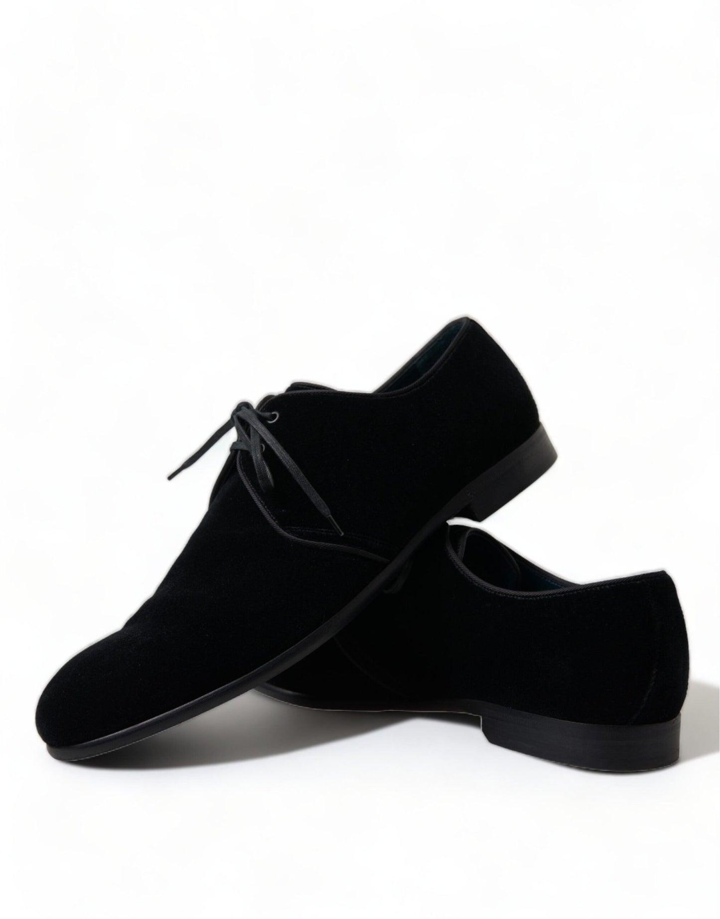 Dolce & Gabbana Black Velvet Lace Up Formal Derby Dress Shoes - SMARTMARTNZ