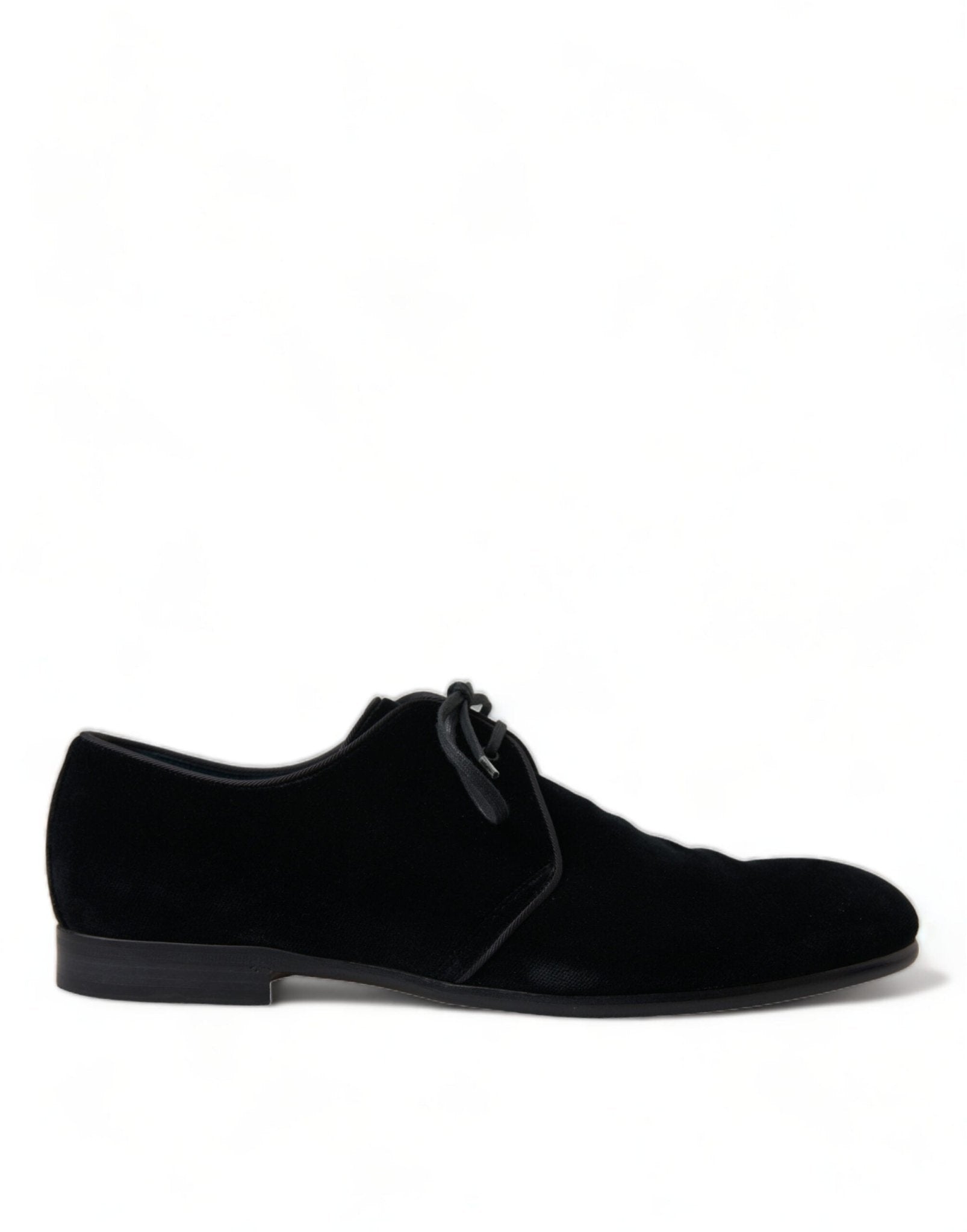 Dolce & Gabbana Black Velvet Lace Up Formal Derby Dress Shoes - SMARTMARTNZ