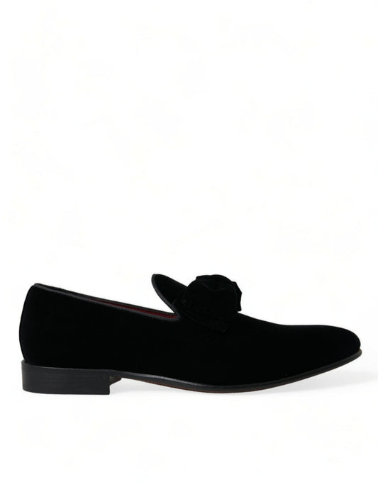 Dolce & Gabbana Black Velvet Loafers Formal Dress Shoes - SMARTMARTNZ