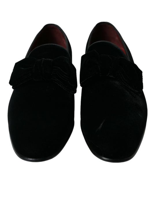 Dolce & Gabbana Black Velvet Loafers Formal Dress Shoes - SMARTMARTNZ