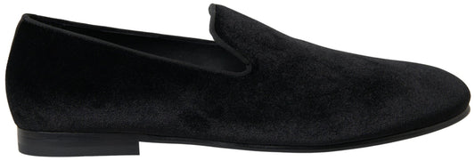 Dolce & Gabbana Black Velvet Loafers Formal Shoes - SMARTMARTNZ
