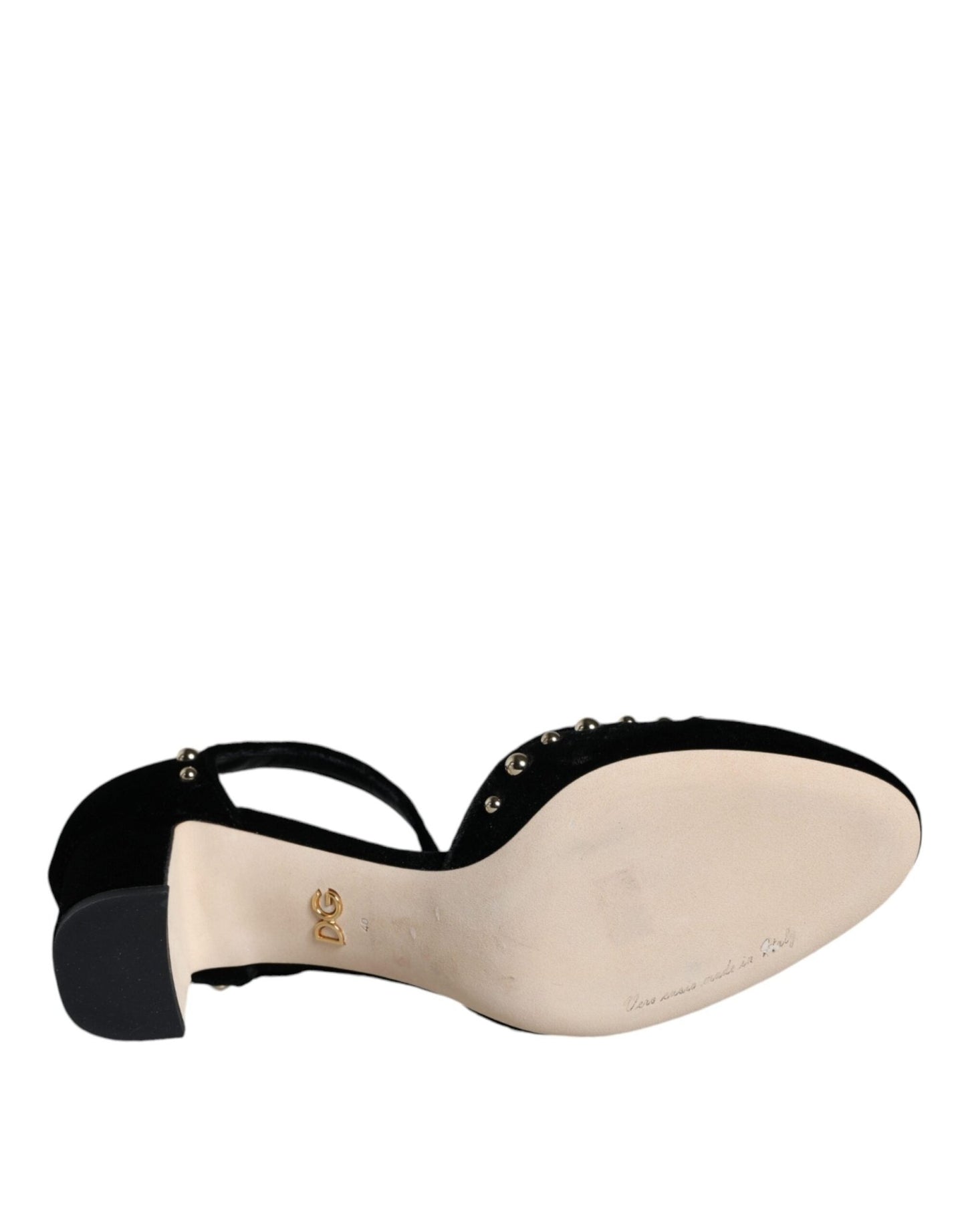 Dolce & Gabbana Black Velvet Roses Ankle Strap Pumps Shoes - SMARTMARTNZ