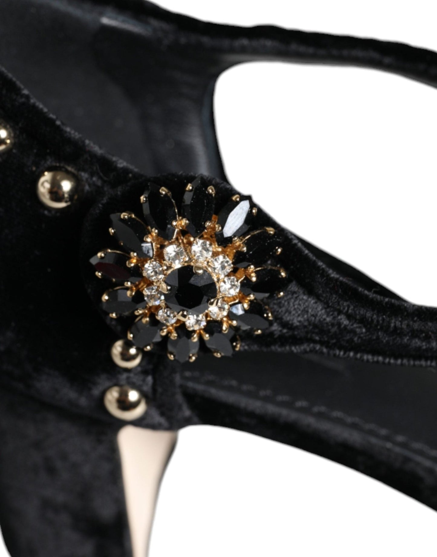 Dolce & Gabbana Black Velvet Roses Ankle Strap Pumps Shoes - SMARTMARTNZ