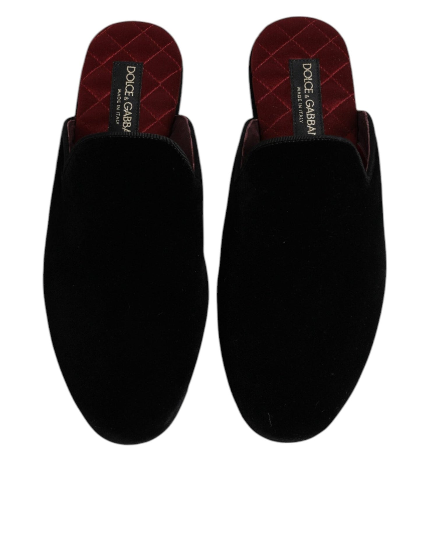 Dolce & Gabbana Black Viscose Velvet Slides Flat Slipper Shoes - SMARTMARTNZ