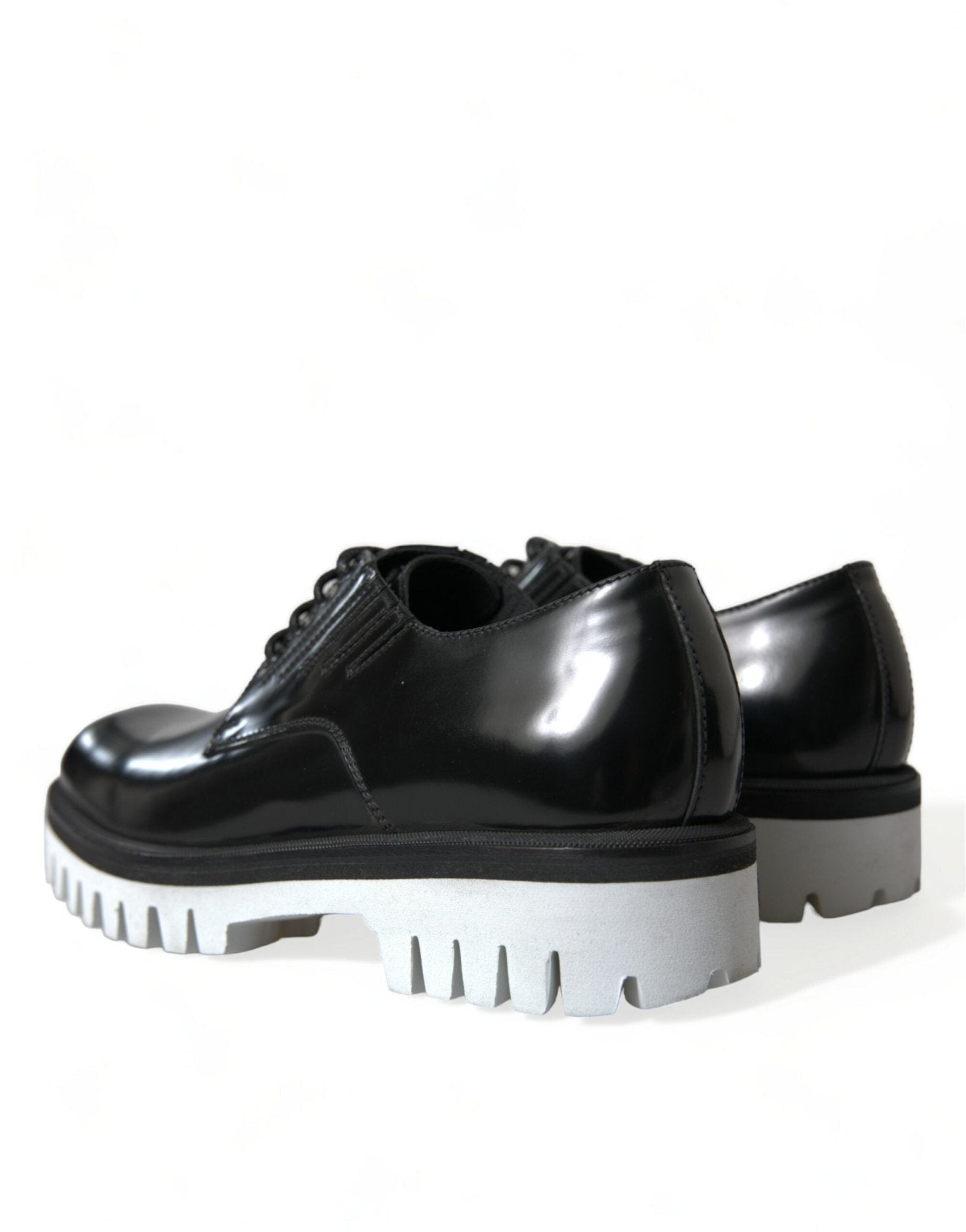 Dolce & Gabbana Black White Leather Lace Up Derby Dress Shoes - SMARTMARTNZ