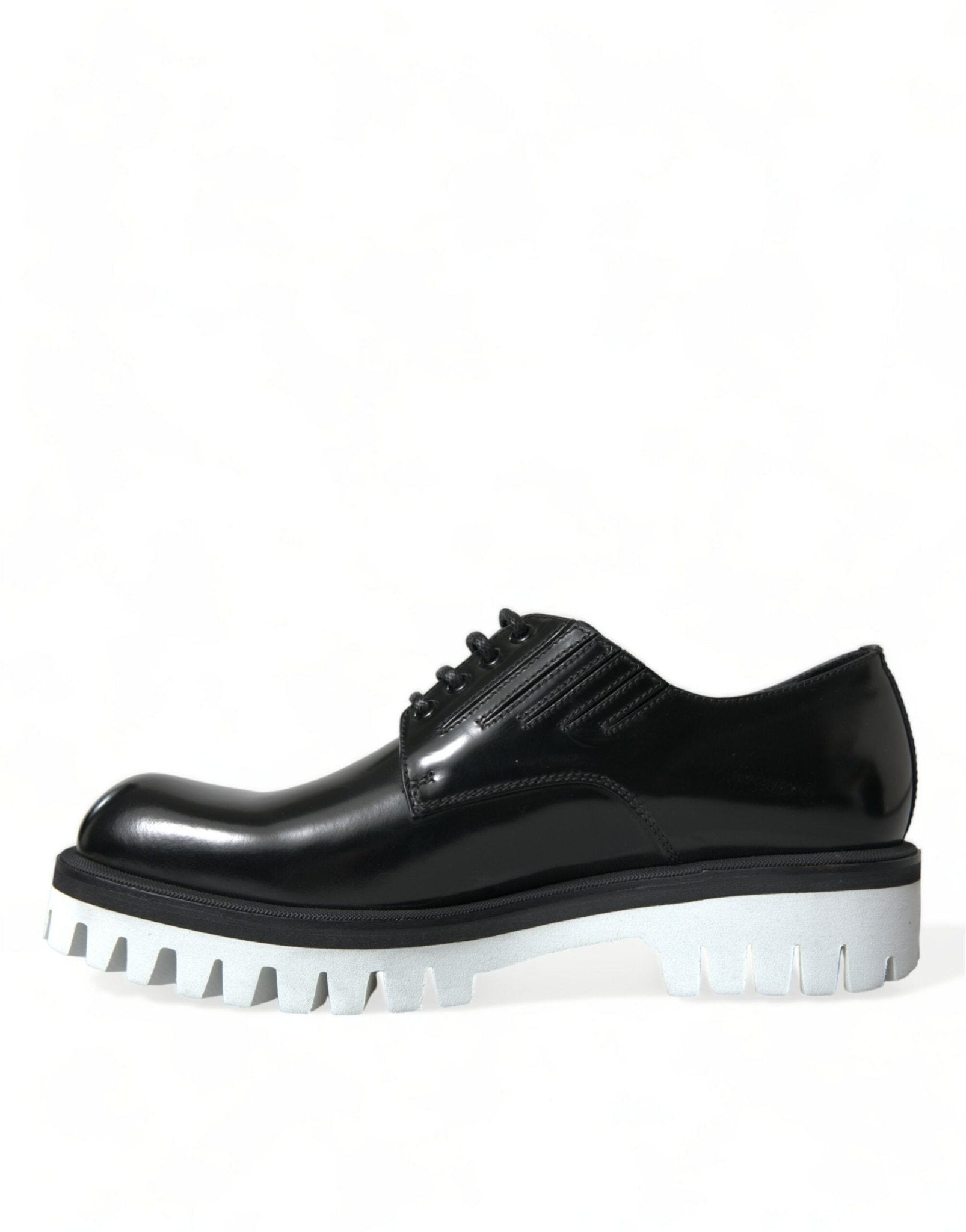 Dolce & Gabbana Black White Leather Lace Up Derby Dress Shoes - SMARTMARTNZ