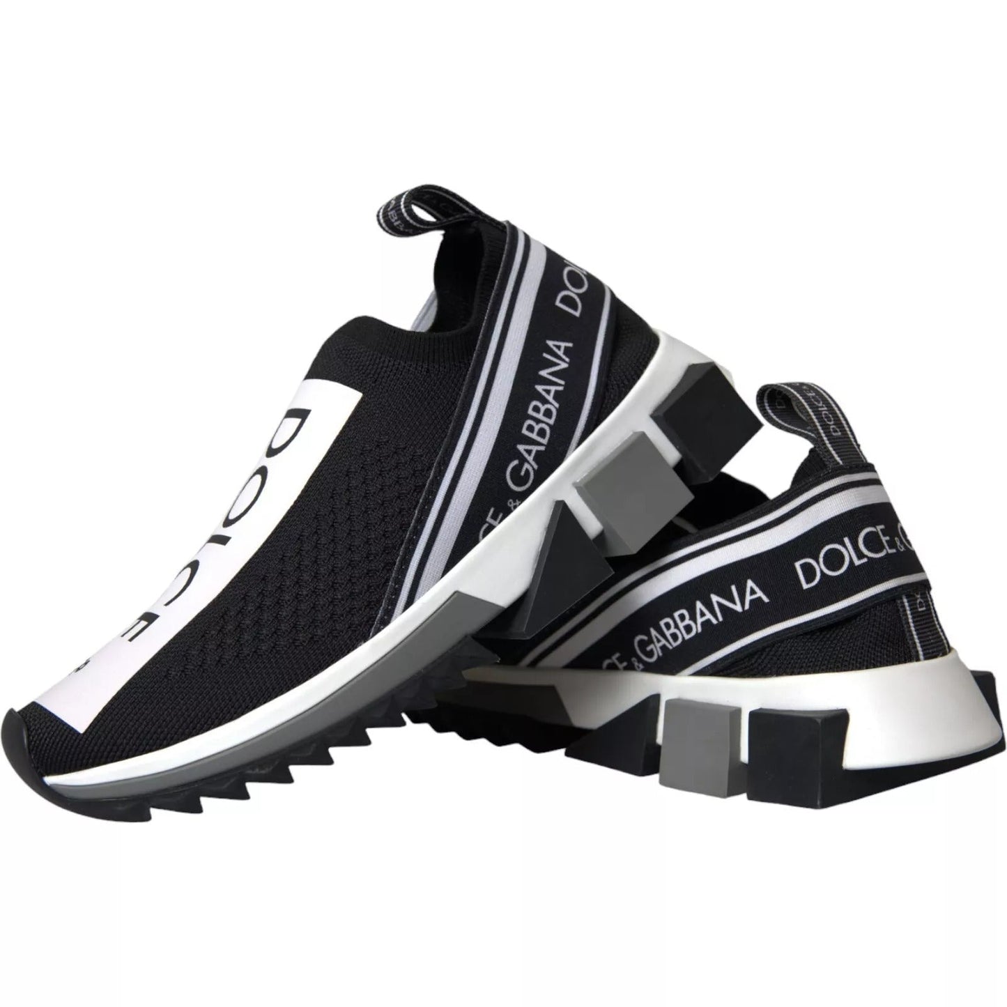 Dolce & Gabbana Black White Slip On Sorrento Sneakers Shoes - SMARTMARTNZ