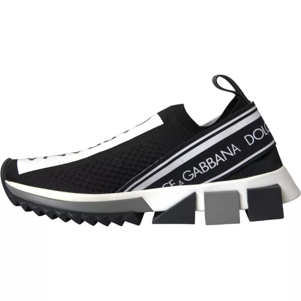 Dolce & Gabbana Black White Slip On Sorrento Sneakers Shoes - SMARTMARTNZ