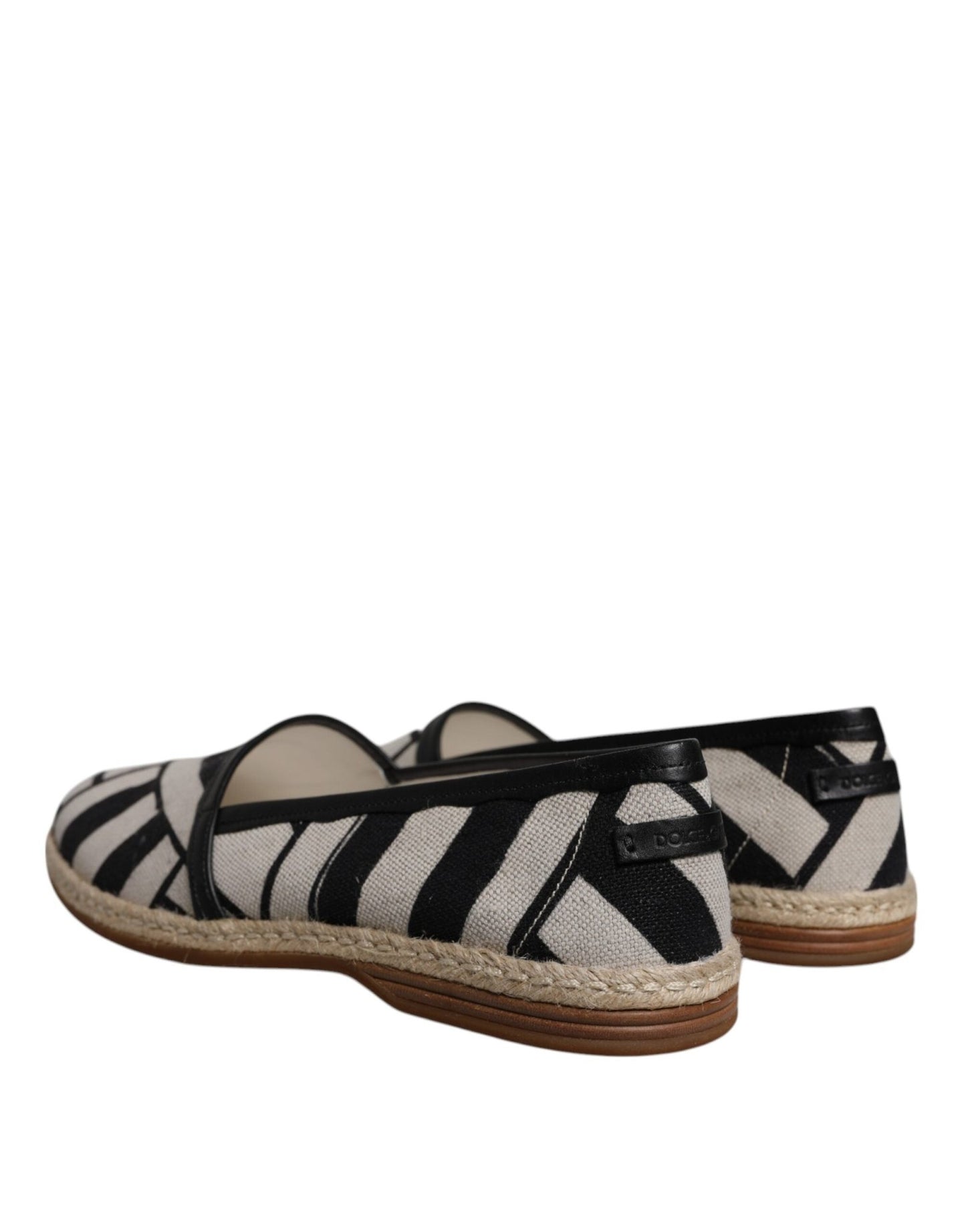 Dolce & Gabbana Black White Stripes Slip On Espadrille Shoes - SMARTMARTNZ