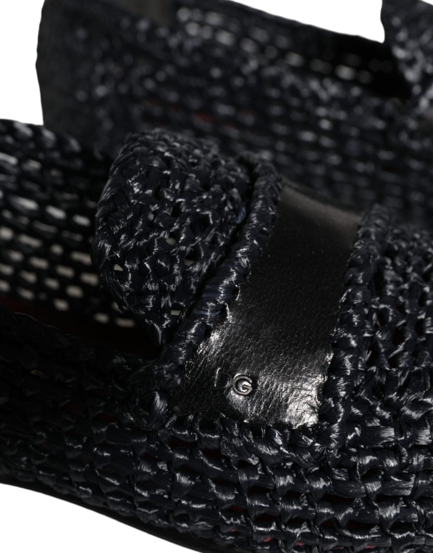 Dolce & Gabbana Black Woven Raffia Slip On Loafers Men Shoes - SMARTMARTNZ