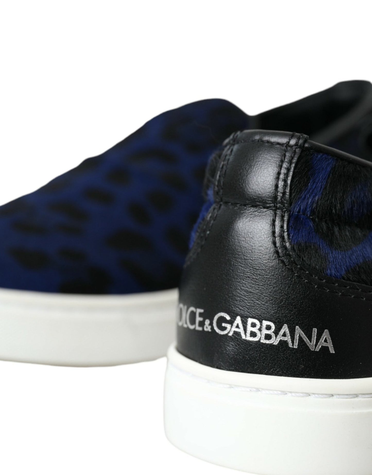 Dolce & Gabbana Blue Calfskin Hair Leopard Sneakers Shoes - SMARTMARTNZ