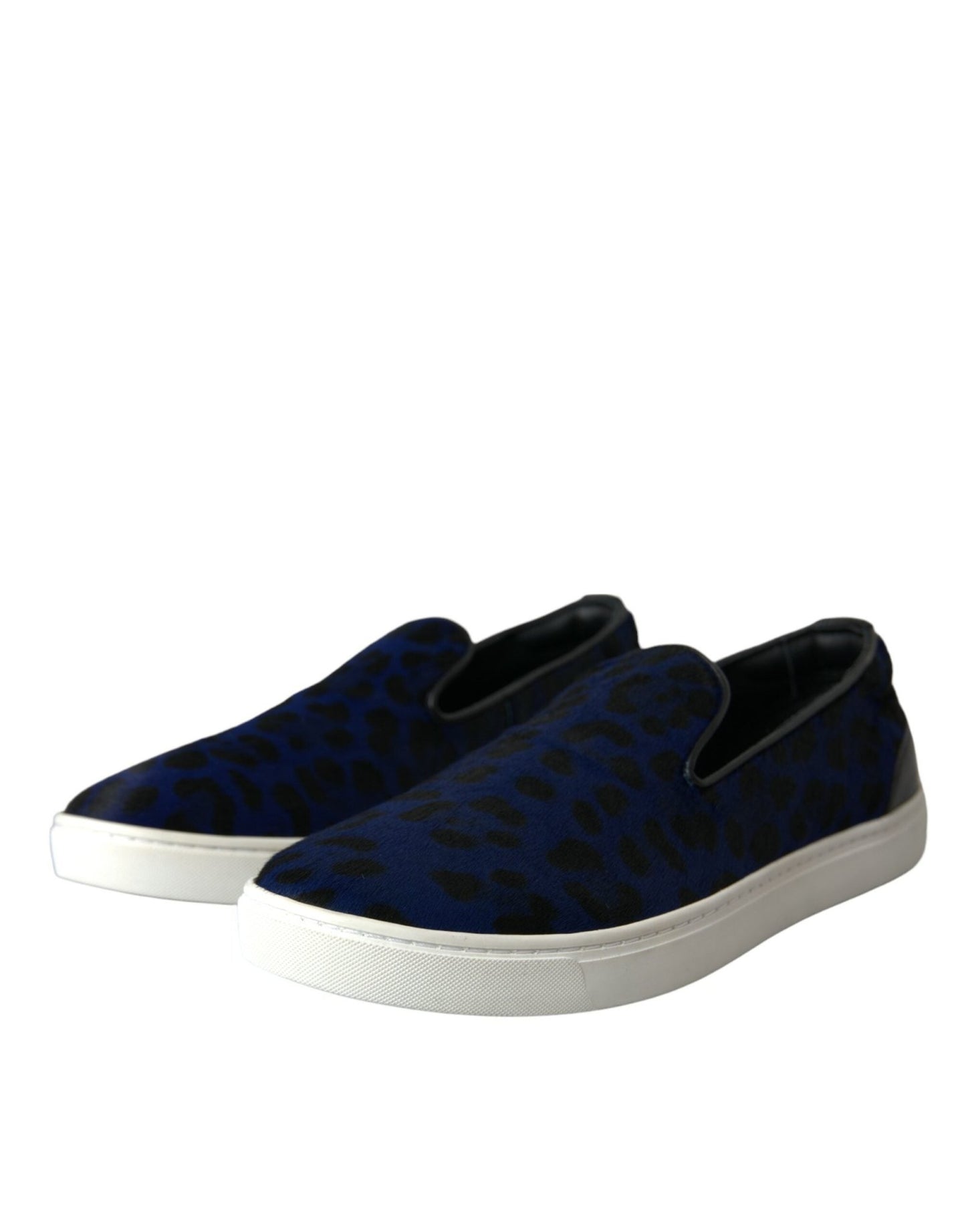 Dolce & Gabbana Blue Calfskin Hair Leopard Sneakers Shoes - SMARTMARTNZ