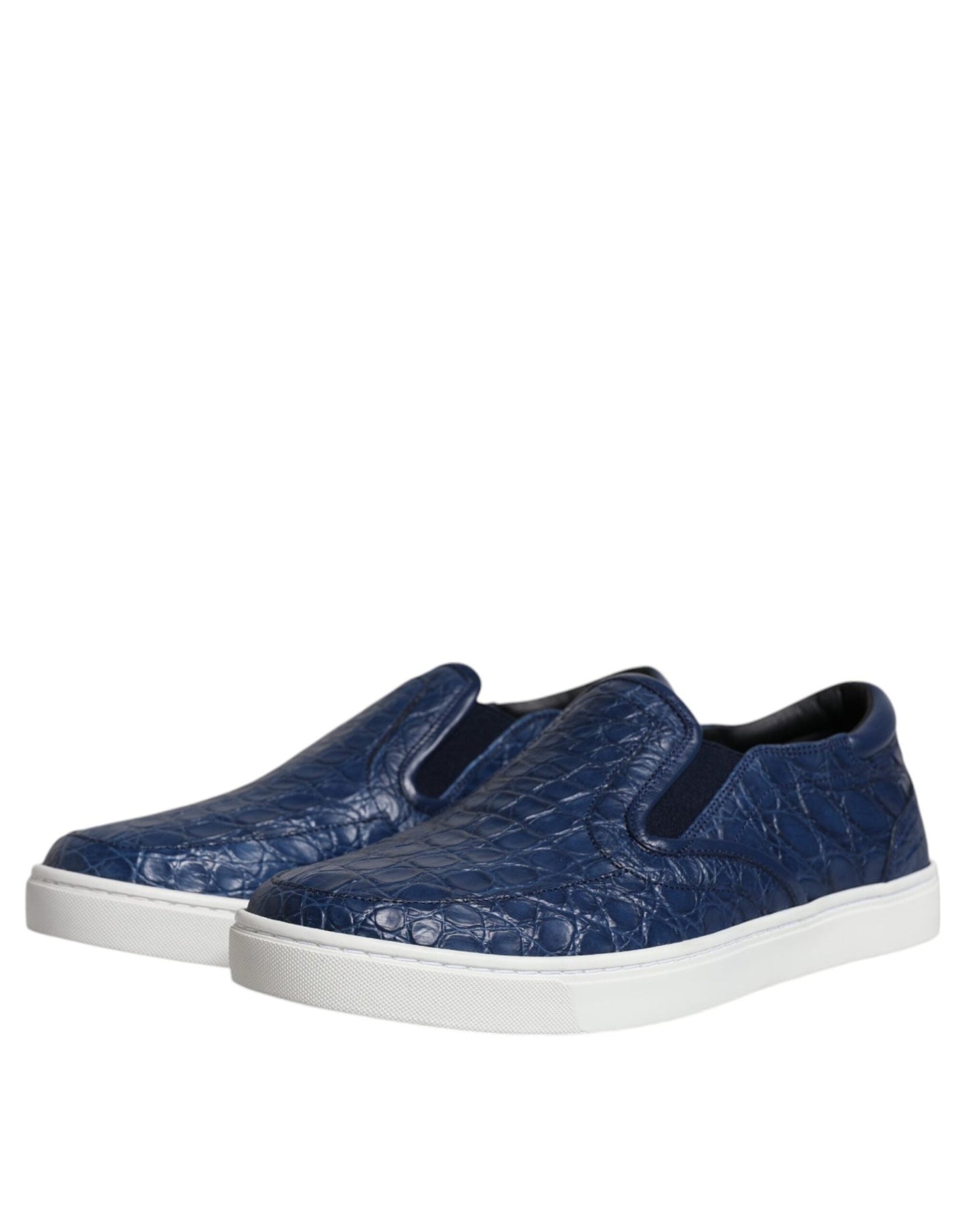 Dolce & Gabbana Blue Croc Exotic Leather Men Sneakers Shoes - SMARTMARTNZ
