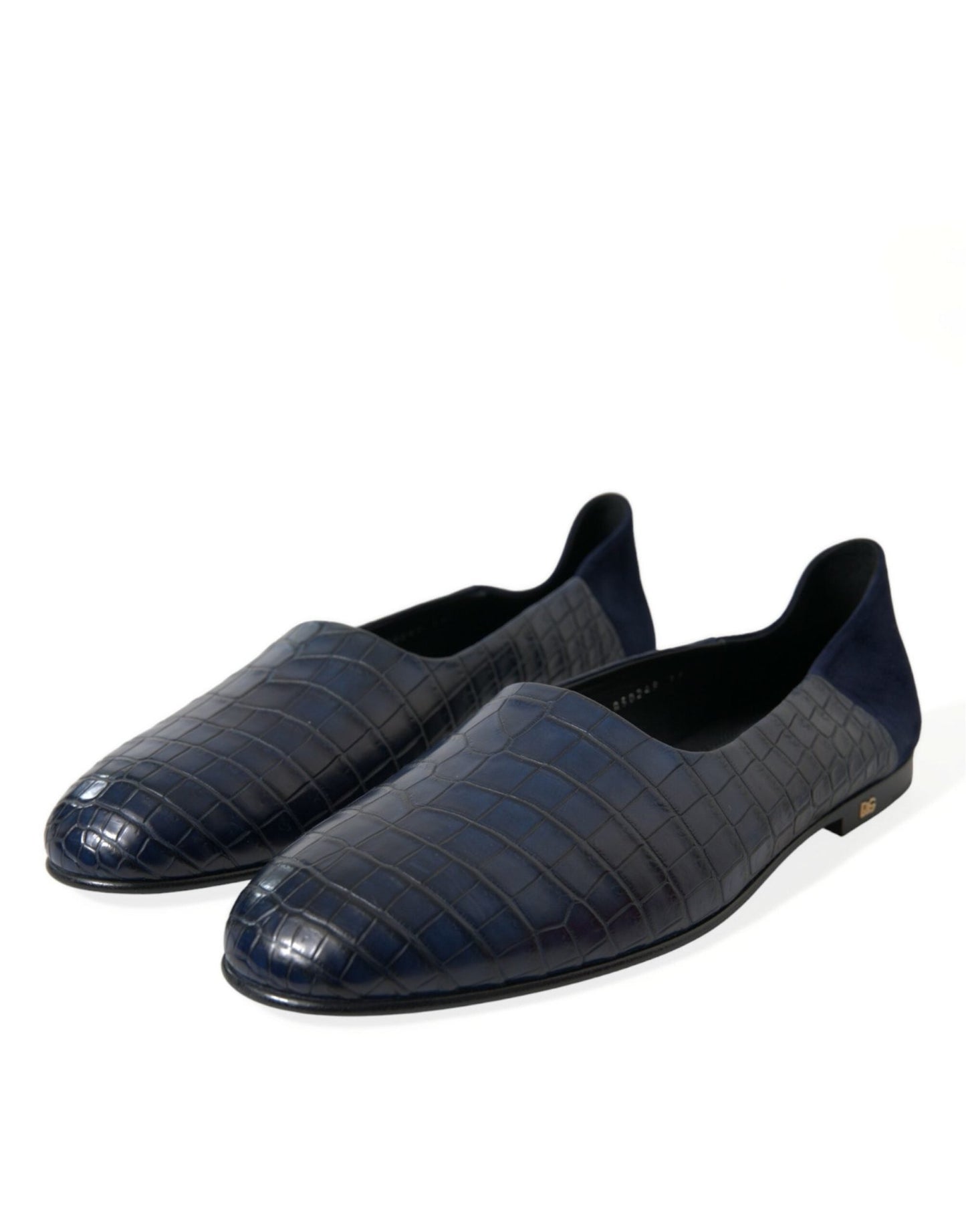 Dolce & Gabbana Blue Crocodile Leather Loafers Slip On Shoes - SMARTMARTNZ