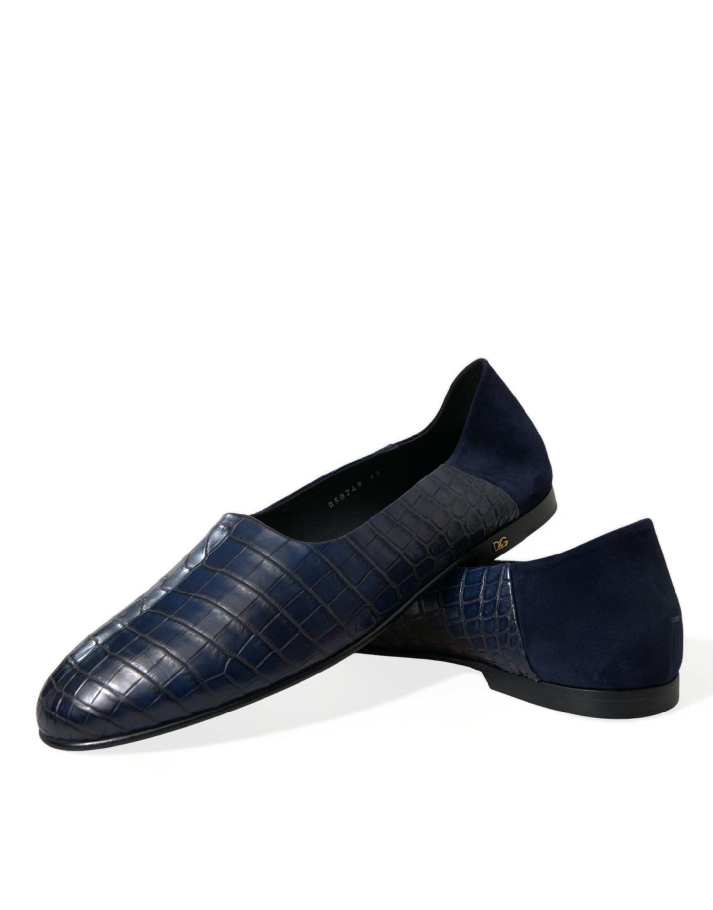 Dolce & Gabbana Blue Crocodile Leather Loafers Slip On Shoes - SMARTMARTNZ