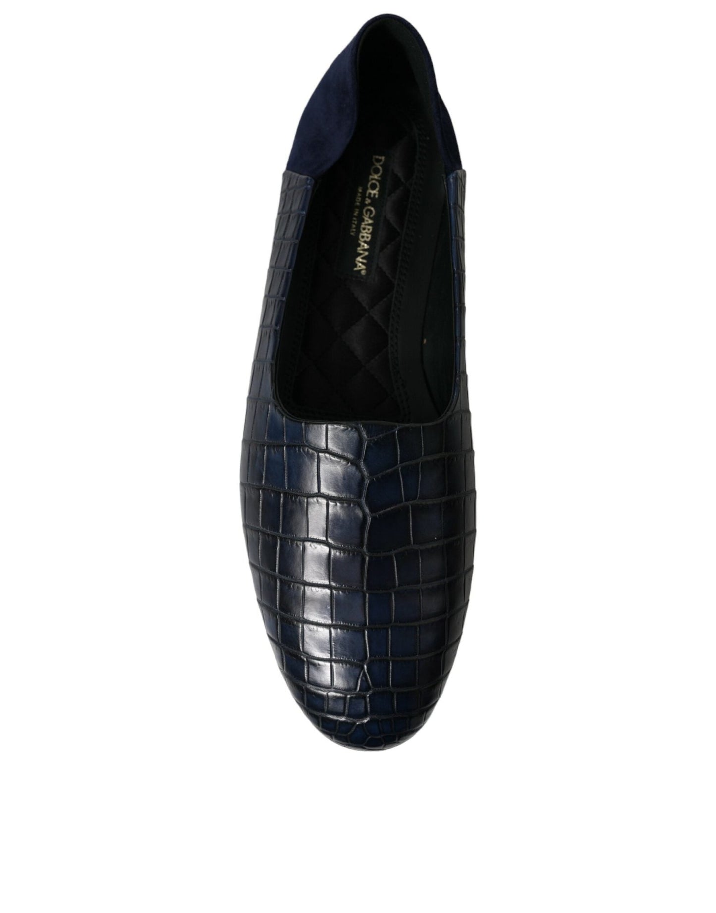 Dolce & Gabbana Blue Crocodile Leather Loafers Slip On Shoes - SMARTMARTNZ