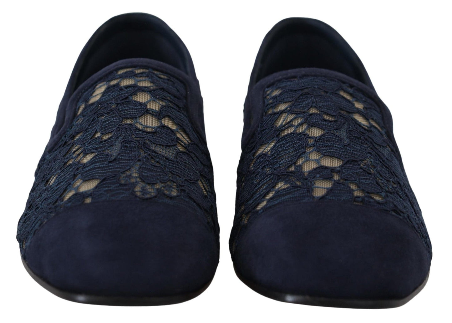 Dolce & Gabbana Blue Floral Lace Slip Ons Loafers Flats Shoes - SMARTMARTNZ