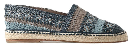 Dolce & Gabbana Blue Gray Leather Buffalo Espadrille Shoes - SMARTMARTNZ