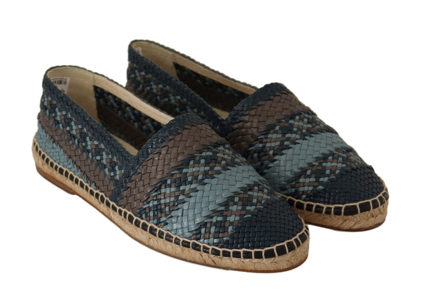 Dolce & Gabbana Blue Gray Slip On Buffalo Espadrille Shoes - SMARTMARTNZ