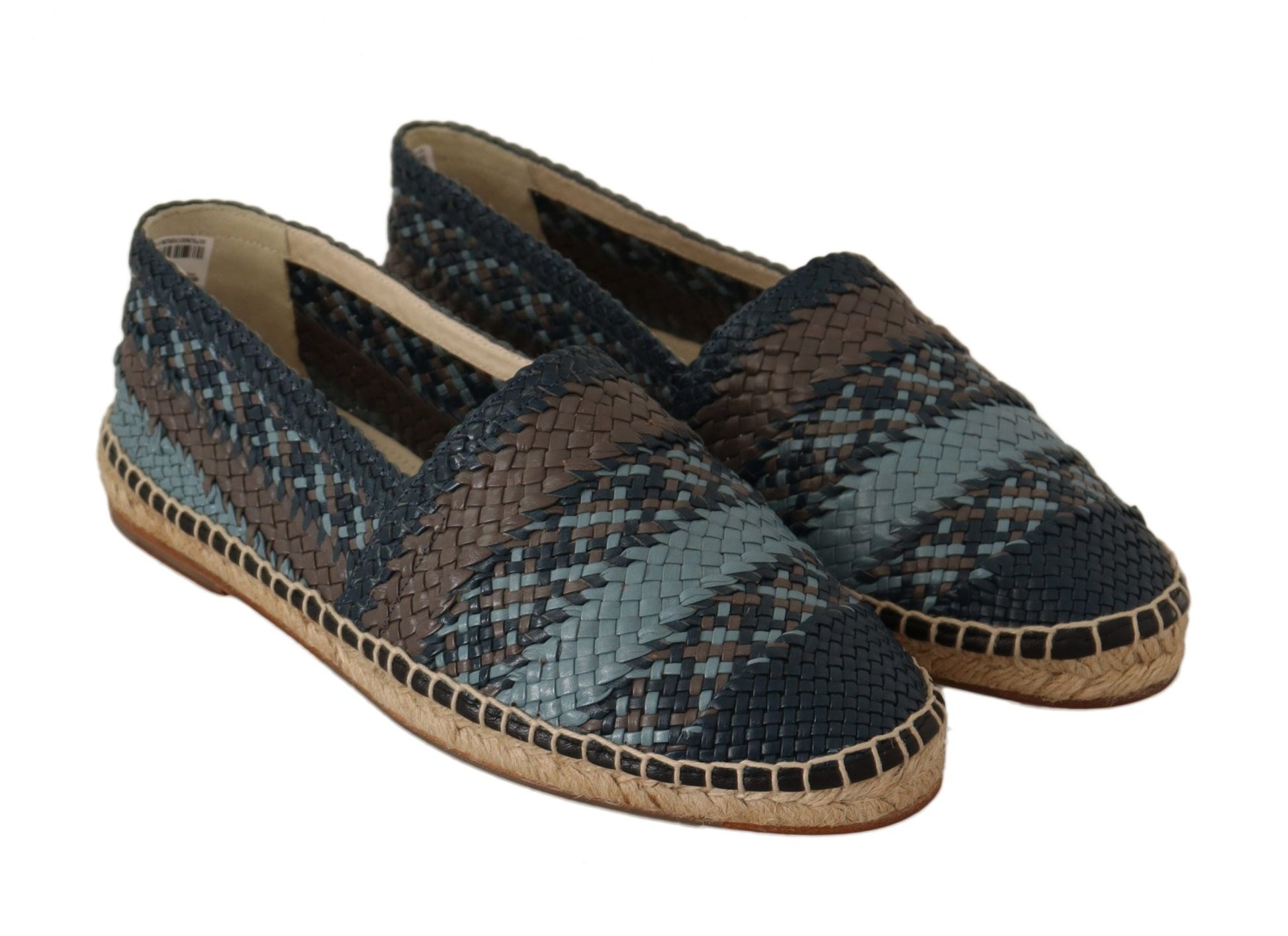 Dolce & Gabbana Blue Gray Slip On Buffalo Espadrille Shoes - SMARTMARTNZ