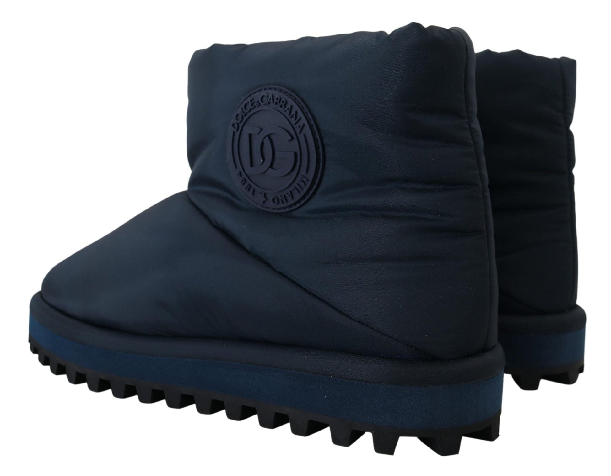 Dolce & Gabbana Blue Nylon Boots Padded Mid Calf Shoes - SMARTMARTNZ