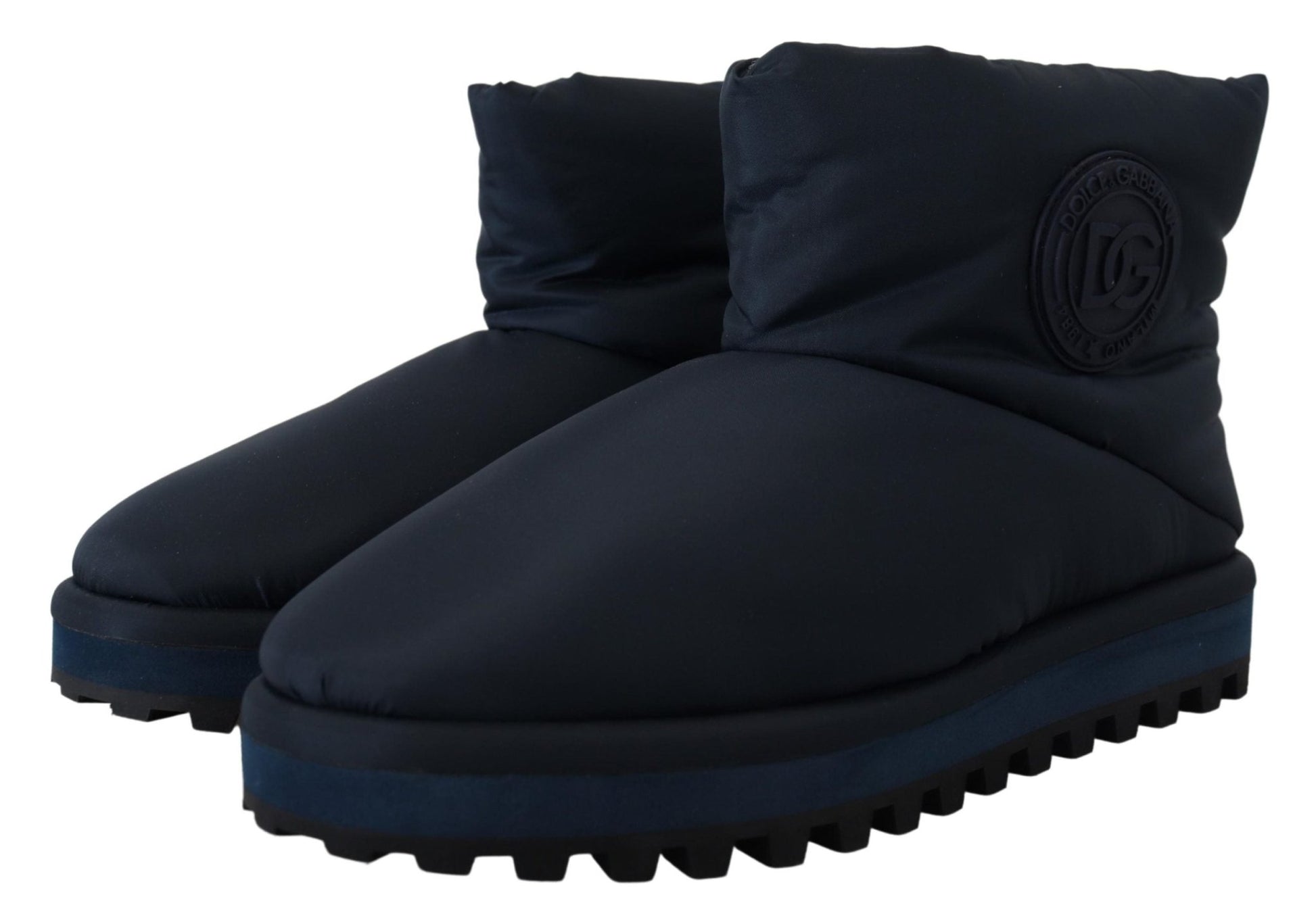 Dolce & Gabbana Blue Nylon Boots Padded Mid Calf Shoes - SMARTMARTNZ