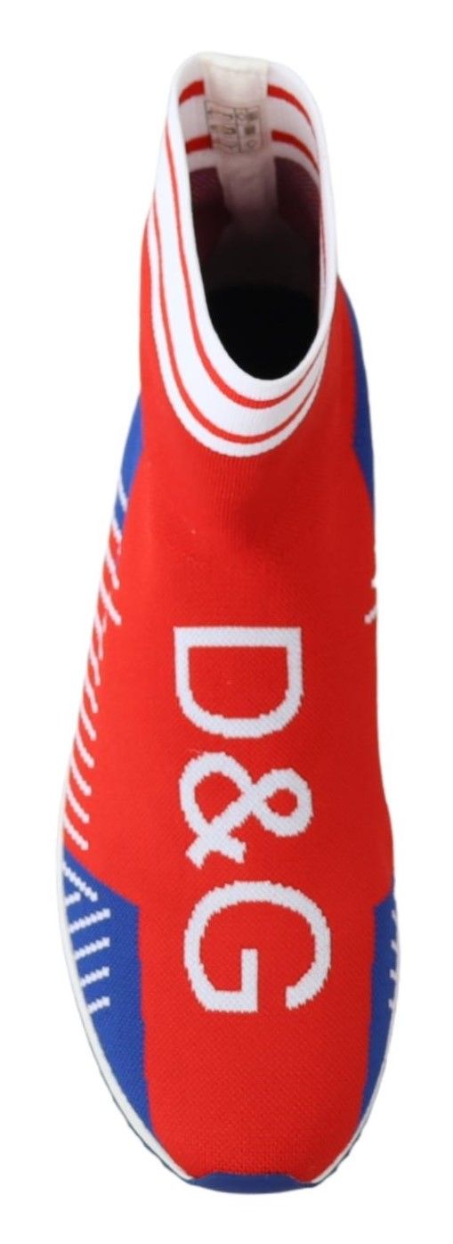 Dolce & Gabbana Blue Red Sorrento Logo Sneakers Socks Shoes - SMARTMARTNZ