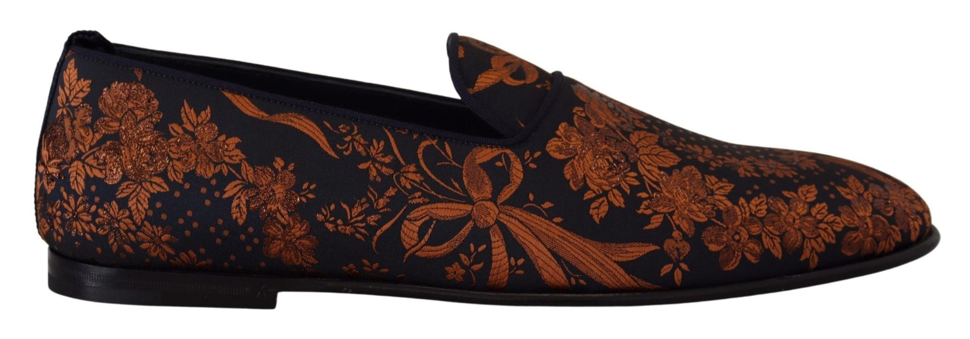 Dolce & Gabbana Blue Rust Floral Slippers Loafers Shoes - SMARTMARTNZ