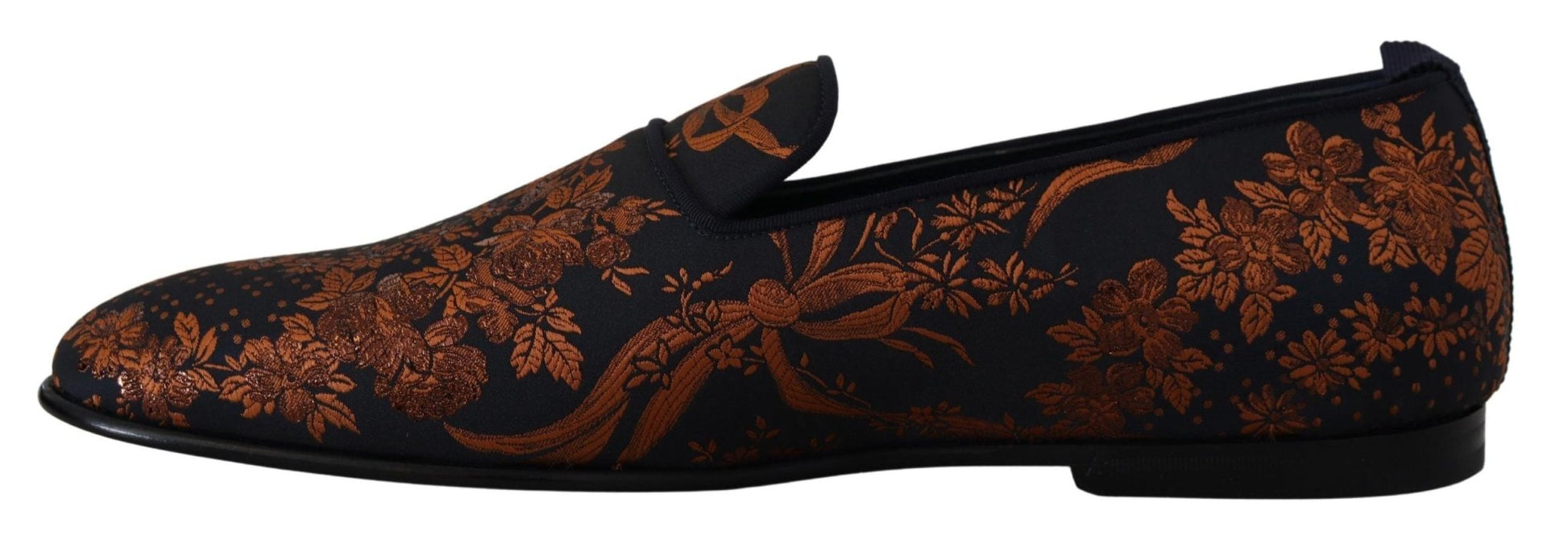 Dolce & Gabbana Blue Rust Floral Slippers Loafers Shoes - SMARTMARTNZ