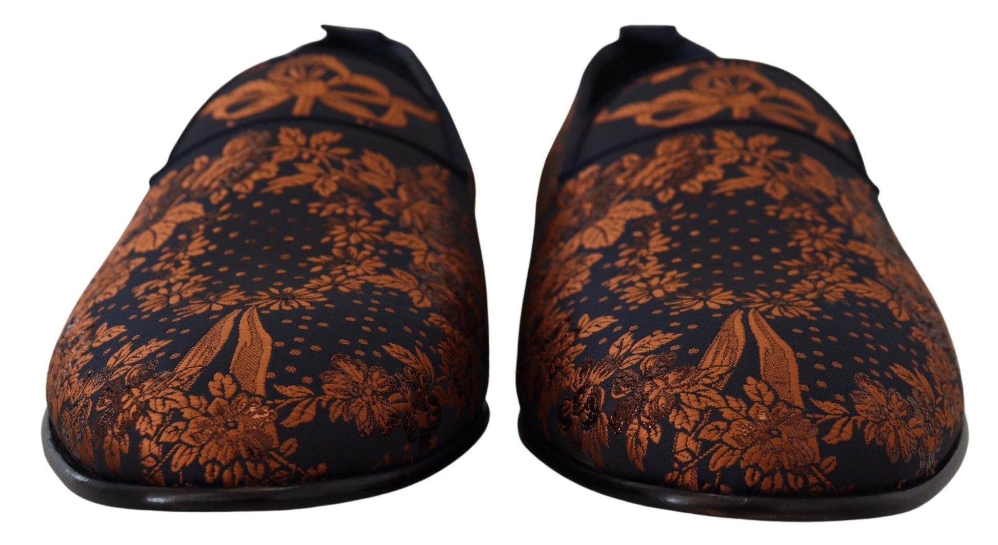 Dolce & Gabbana Blue Rust Floral Slippers Loafers Shoes - SMARTMARTNZ