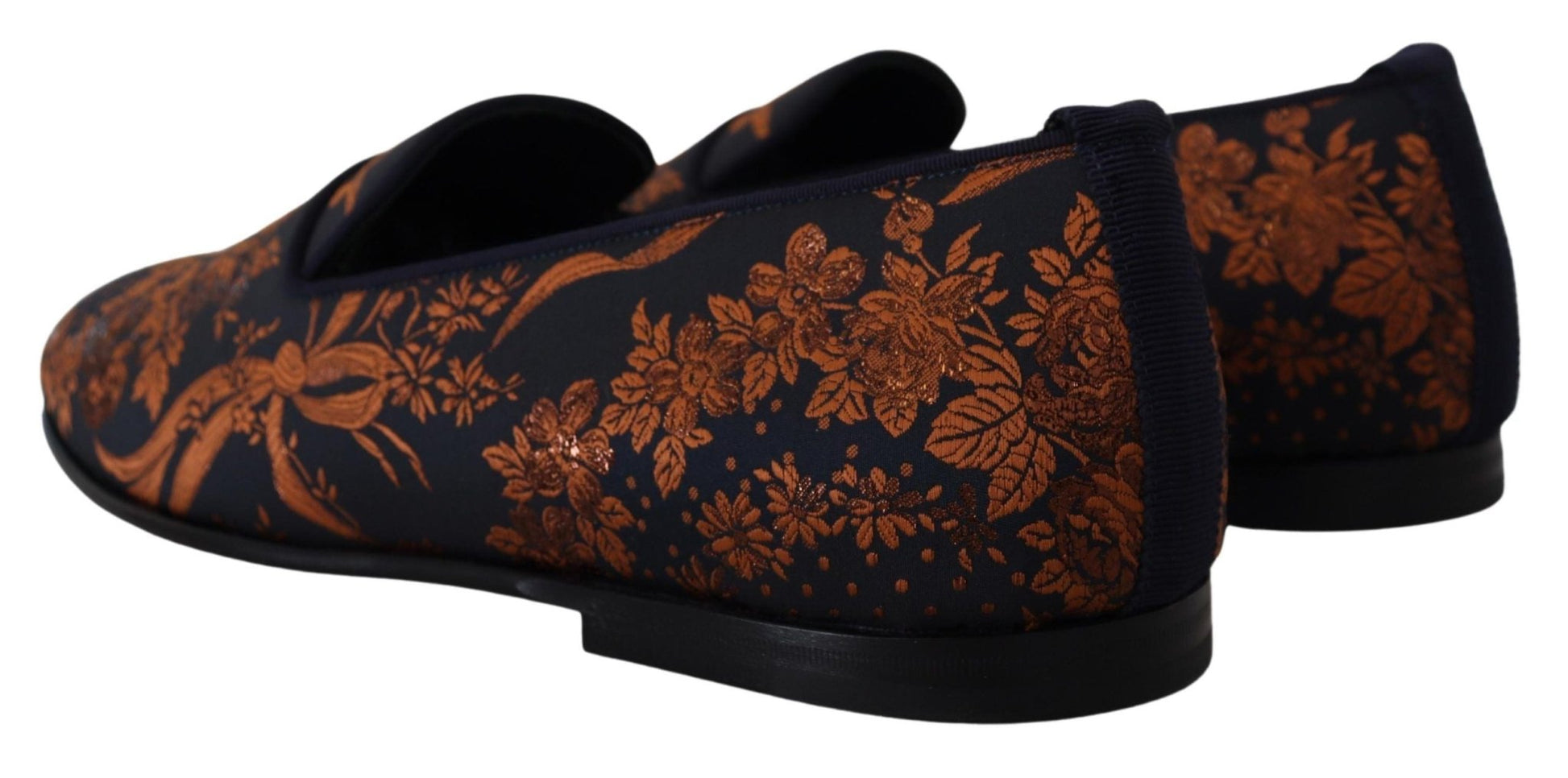 Dolce & Gabbana Blue Rust Floral Slippers Loafers Shoes - SMARTMARTNZ
