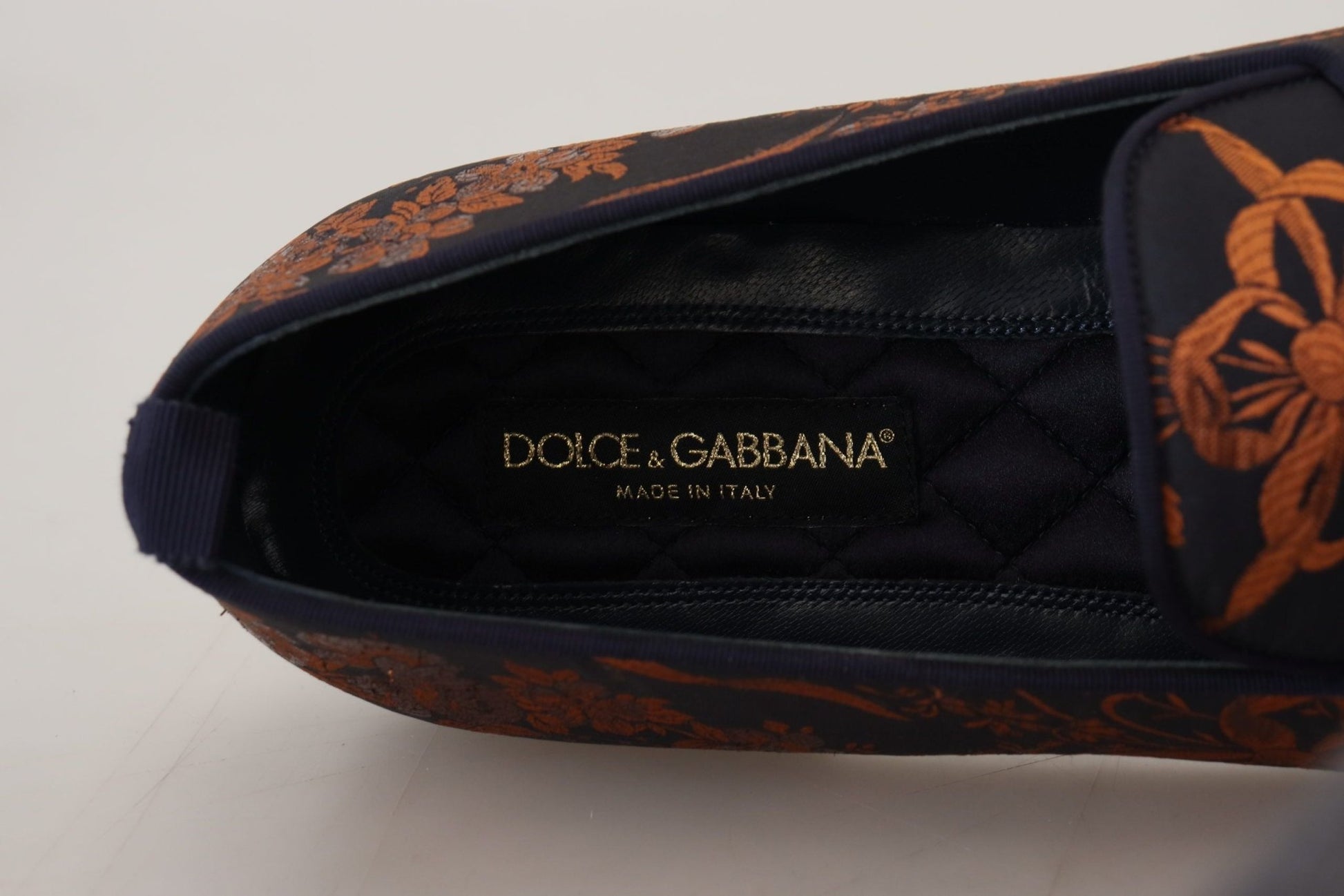 Dolce & Gabbana Blue Rust Floral Slippers Loafers Shoes - SMARTMARTNZ