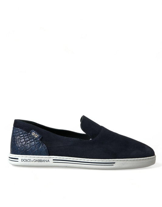 Dolce & Gabbana Blue Suede Caiman Loafers Saint Tropez Shoes - SMARTMARTNZ