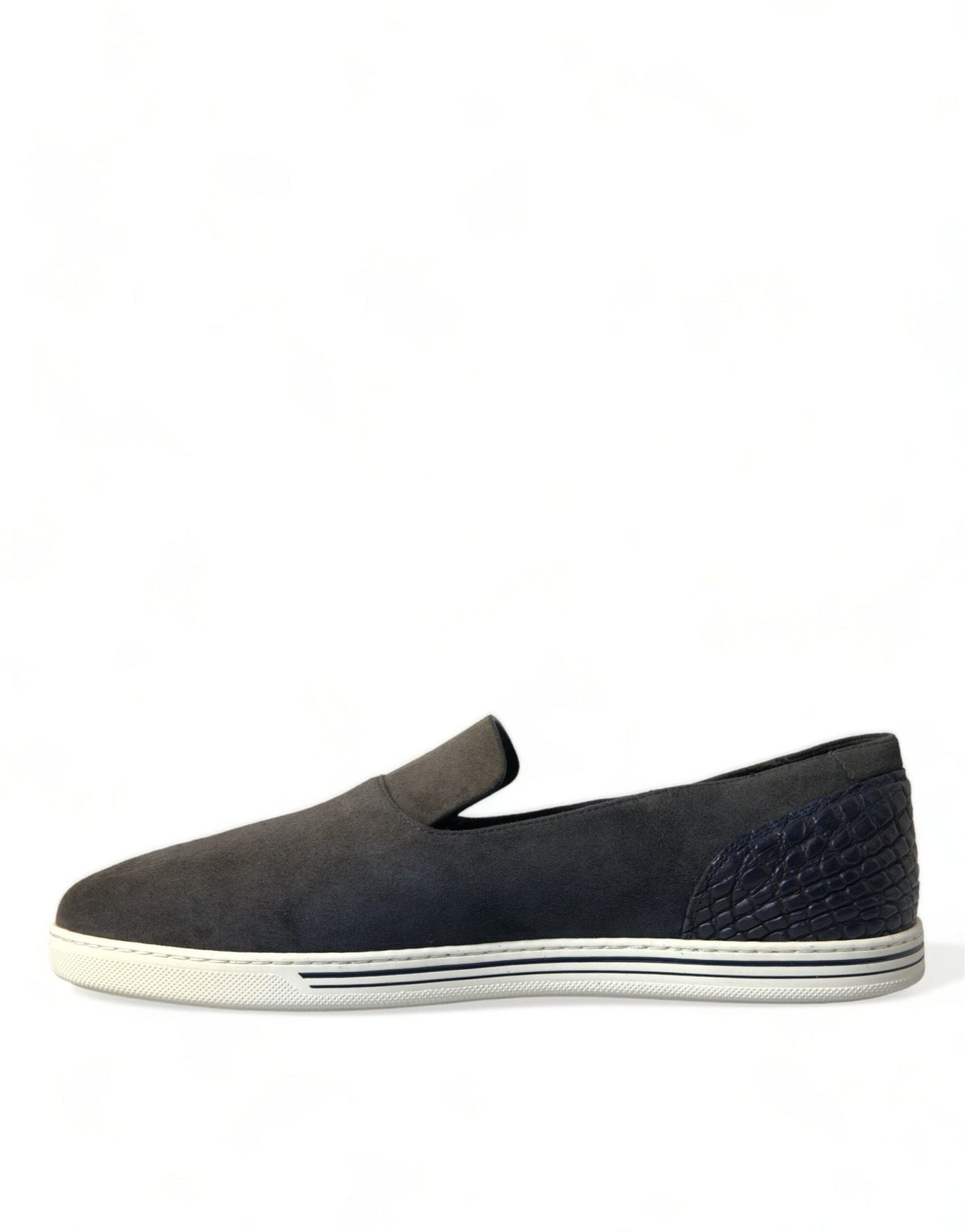 Dolce & Gabbana Blue Suede Caiman Men Loafers Slippers Shoes - SMARTMARTNZ