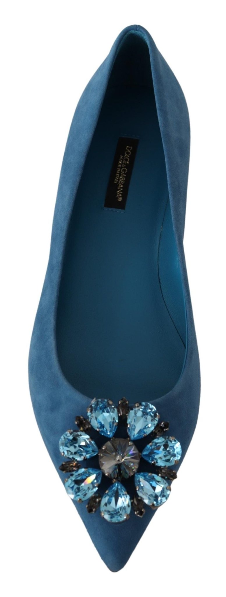 Dolce & Gabbana Blue Suede Crystals Loafers Flats Shoes - SMARTMARTNZ