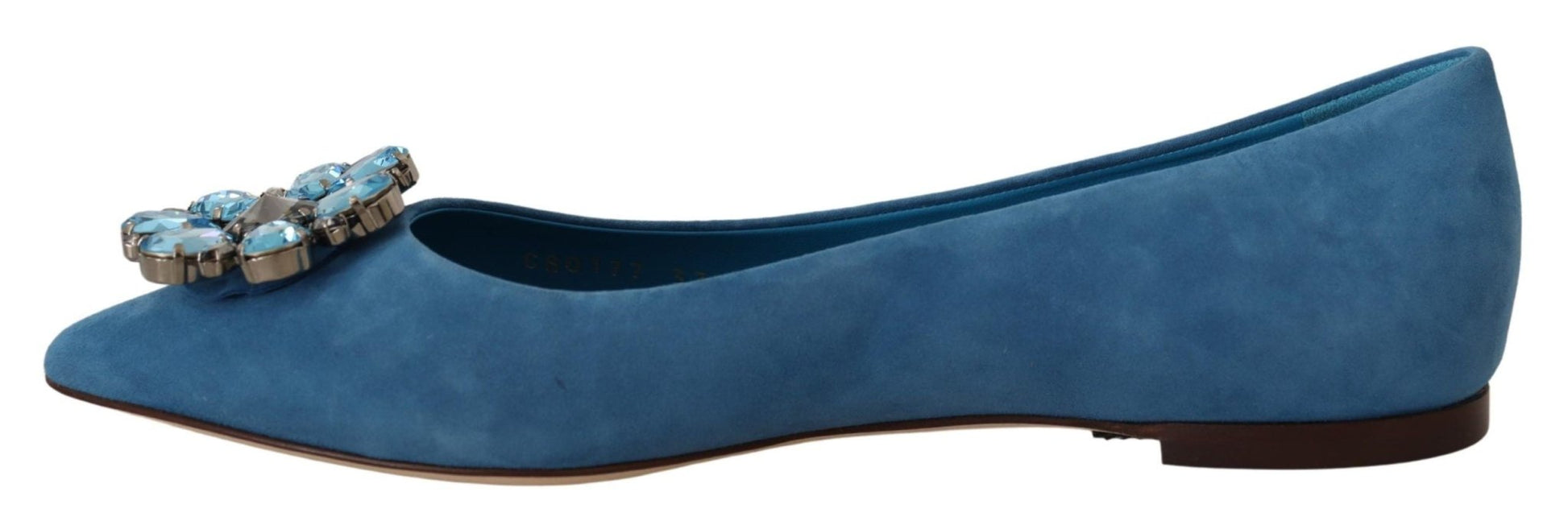 Dolce & Gabbana Blue Suede Crystals Loafers Flats Shoes - SMARTMARTNZ
