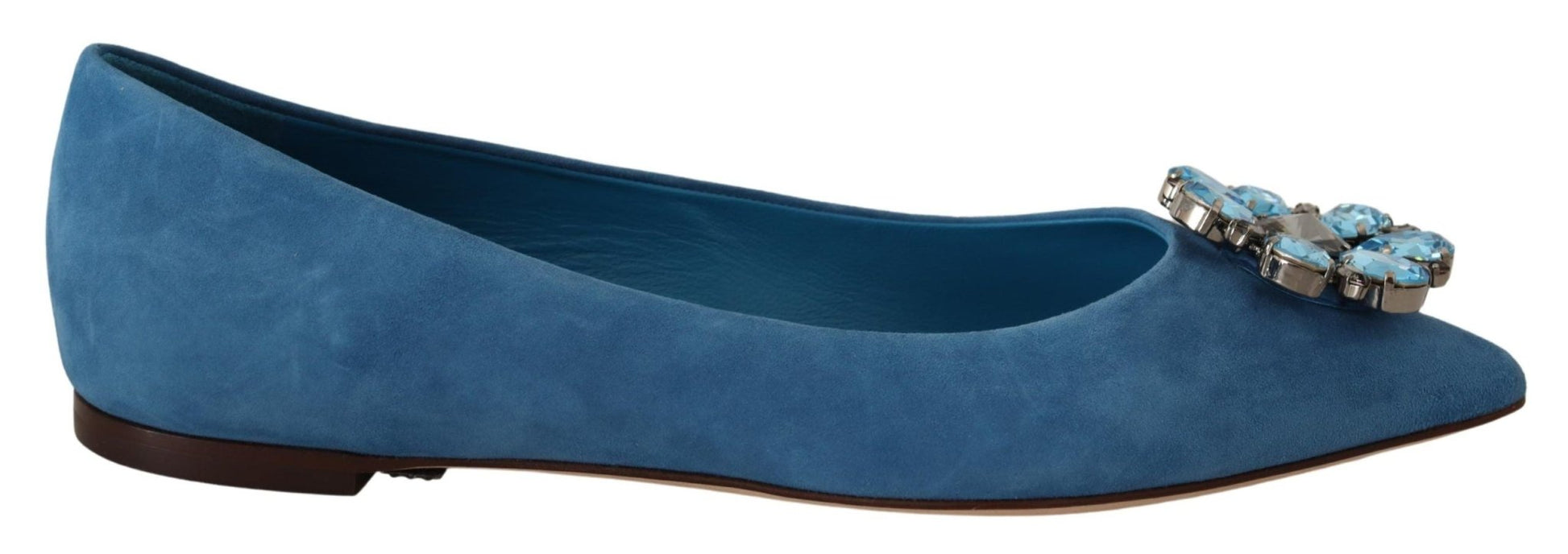 Dolce & Gabbana Blue Suede Crystals Loafers Flats Shoes - SMARTMARTNZ