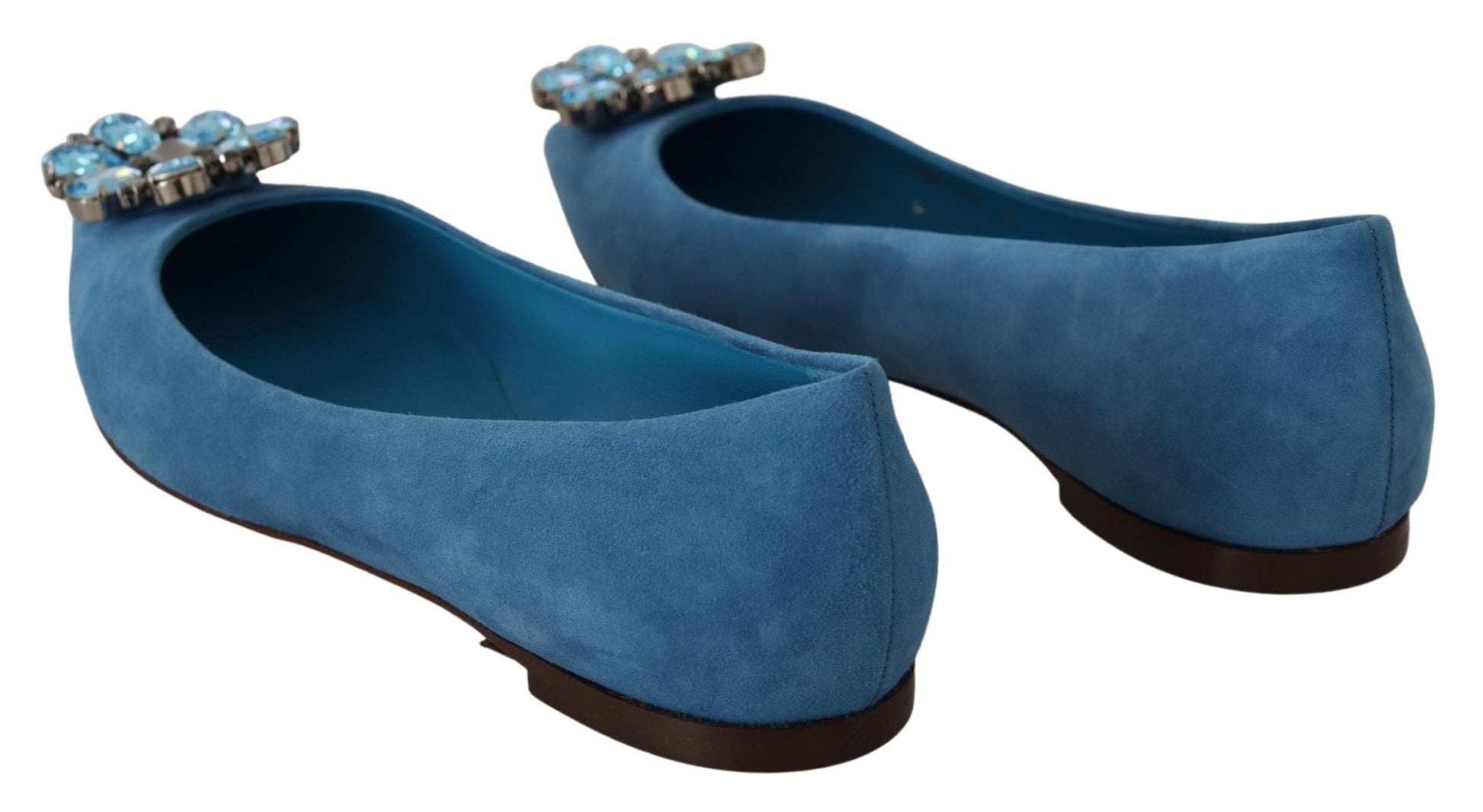 Dolce & Gabbana Blue Suede Crystals Loafers Flats Shoes - SMARTMARTNZ