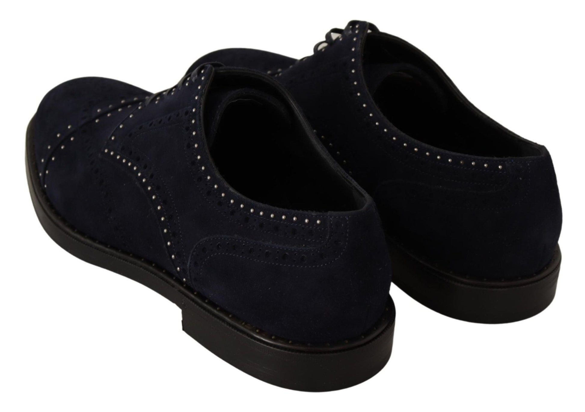 Dolce & Gabbana Blue Suede Leather Derby Studded Shoes - SMARTMARTNZ
