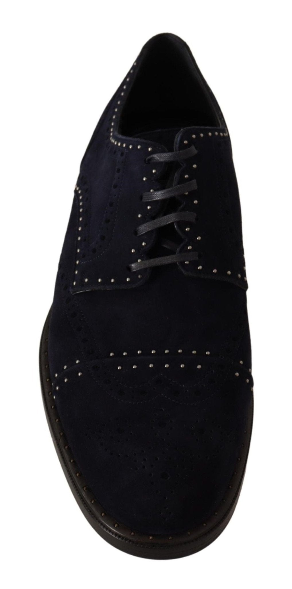 Dolce & Gabbana Blue Suede Leather Derby Studded Shoes - SMARTMARTNZ