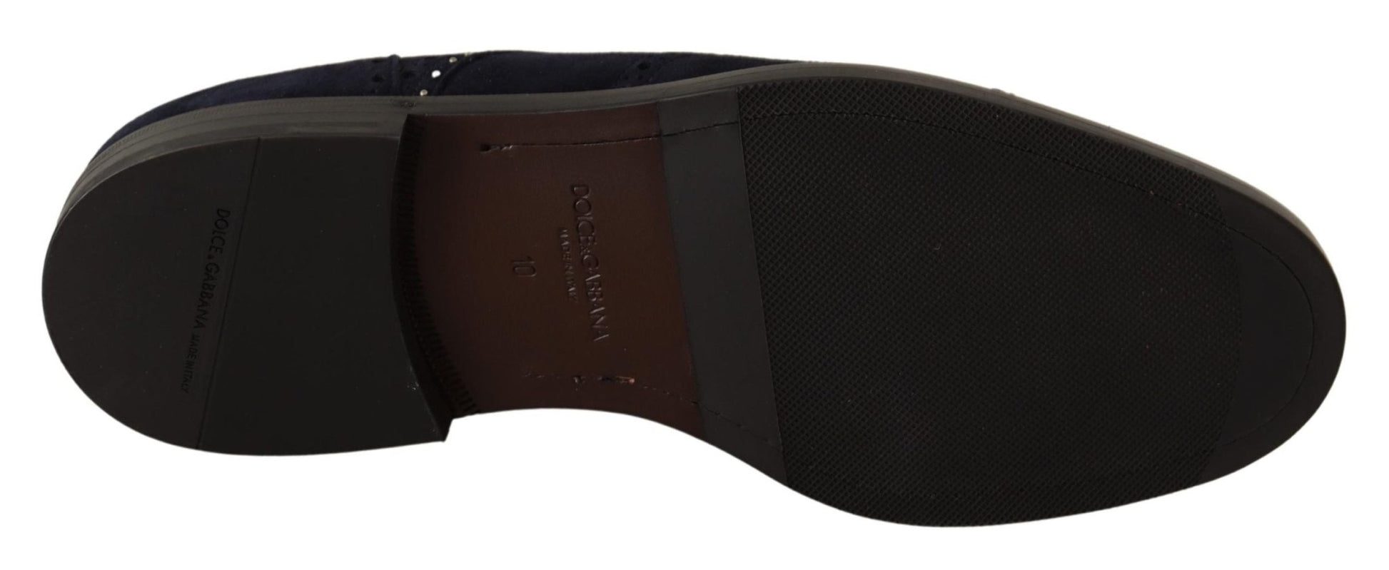 Dolce & Gabbana Blue Suede Leather Derby Studded Shoes - SMARTMARTNZ