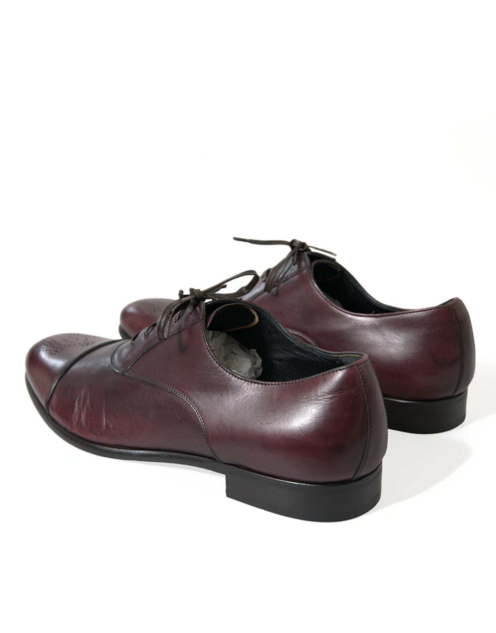 Dolce & Gabbana Bordeaux Leather Men Formal Derby Dress Shoes - SMARTMARTNZ