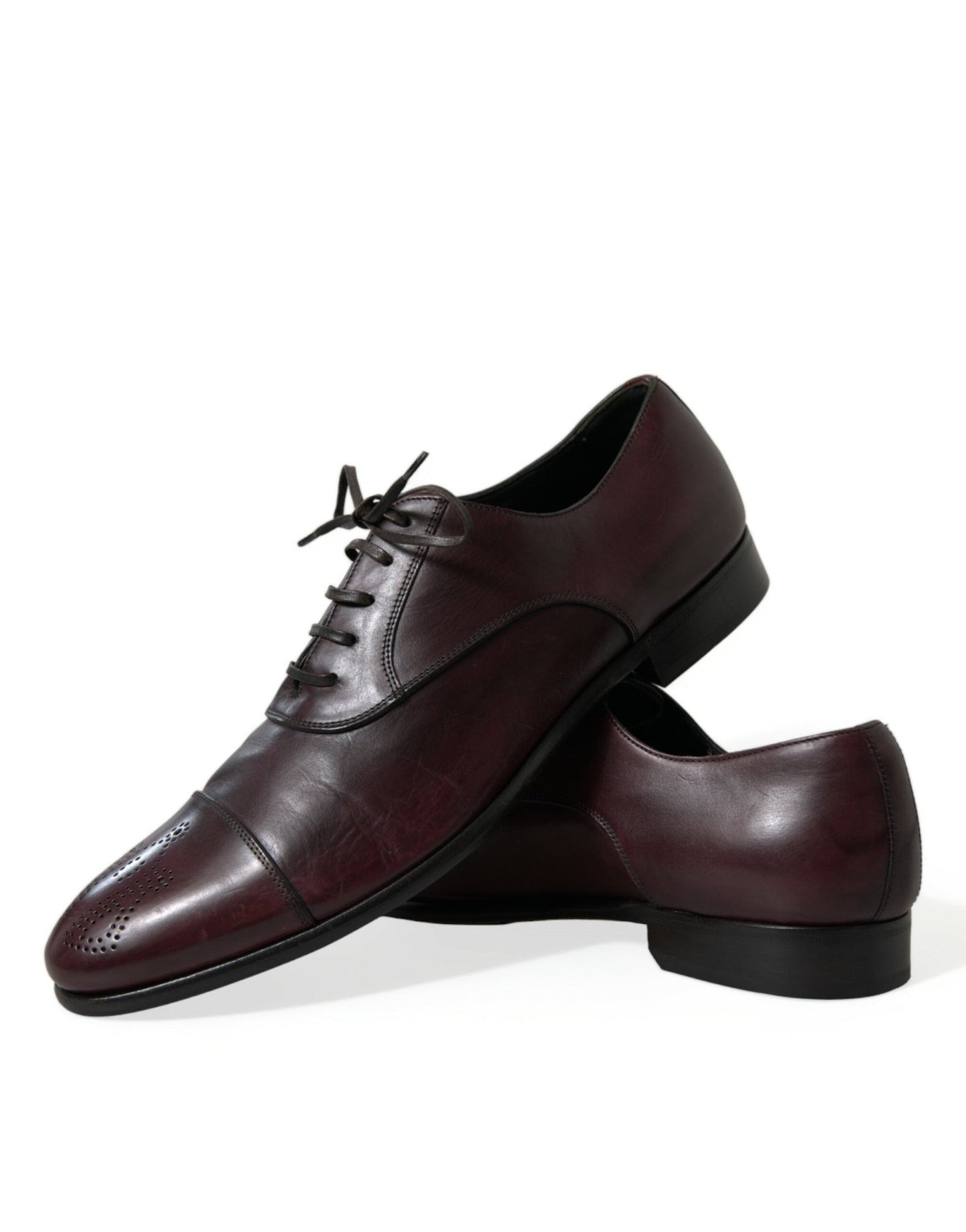 Dolce & Gabbana Bordeaux Leather Men Formal Derby Dress Shoes - SMARTMARTNZ
