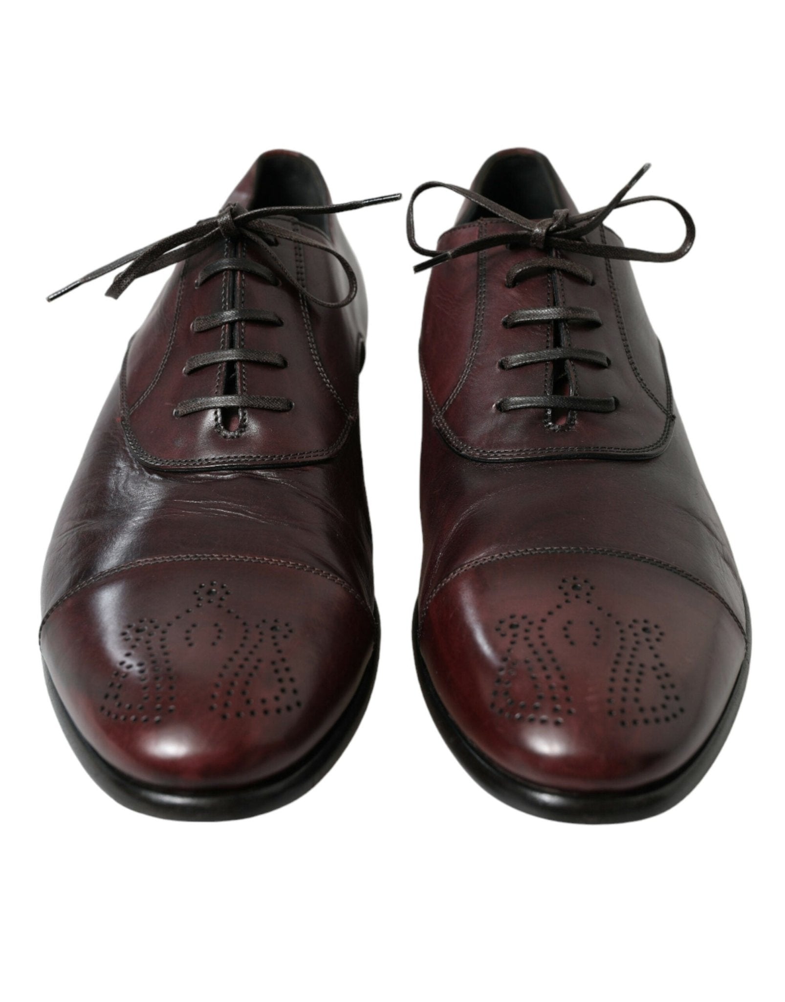 Dolce & Gabbana Bordeaux Leather Men Formal Derby Dress Shoes - SMARTMARTNZ